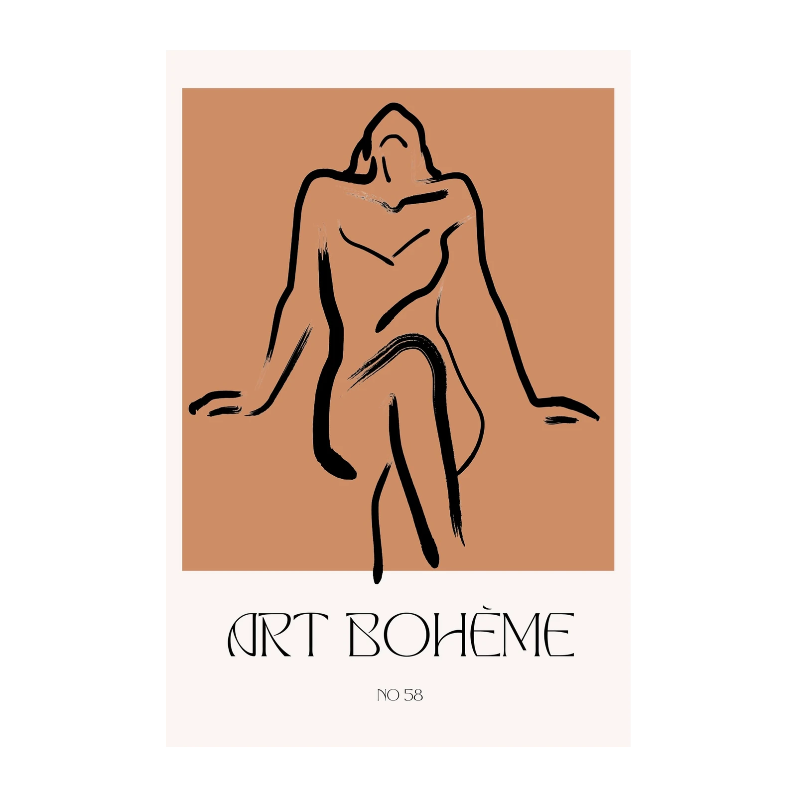 Bohemian Figure Abstract Black & Terracotta Wall Art