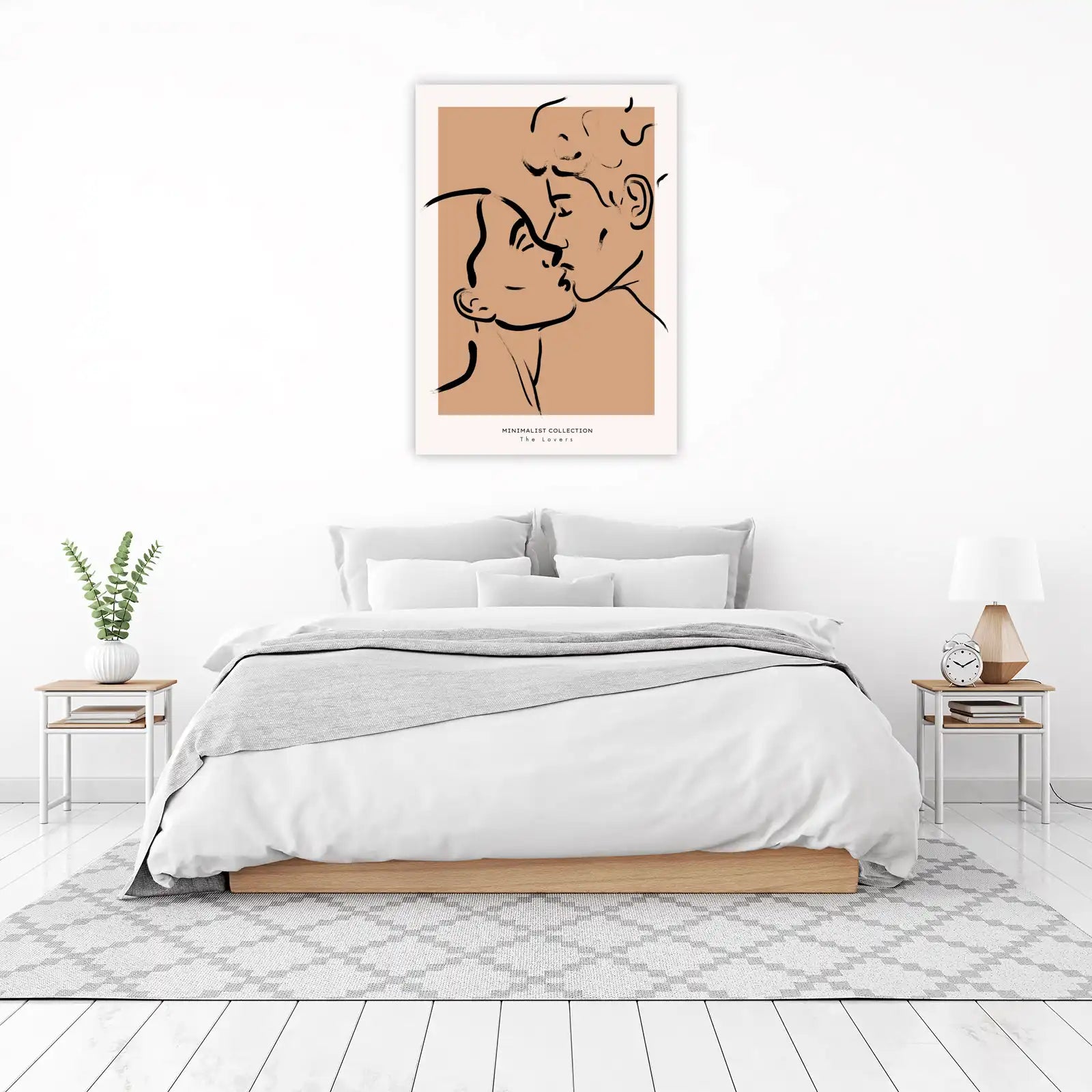 Minimalist Lovers Kiss Wall Art - Romantic Wall Art