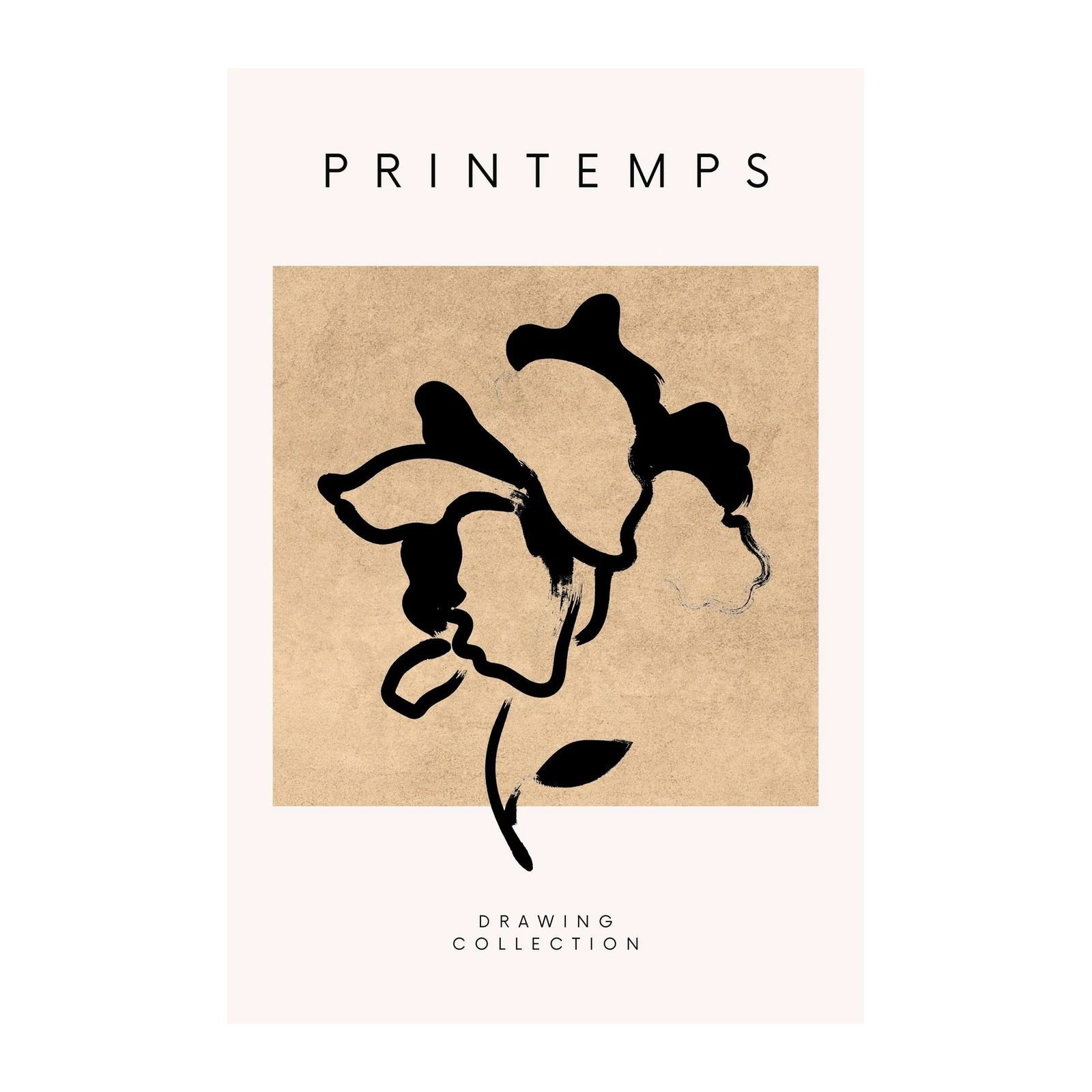 Minimalist Black Flower Print Canvas