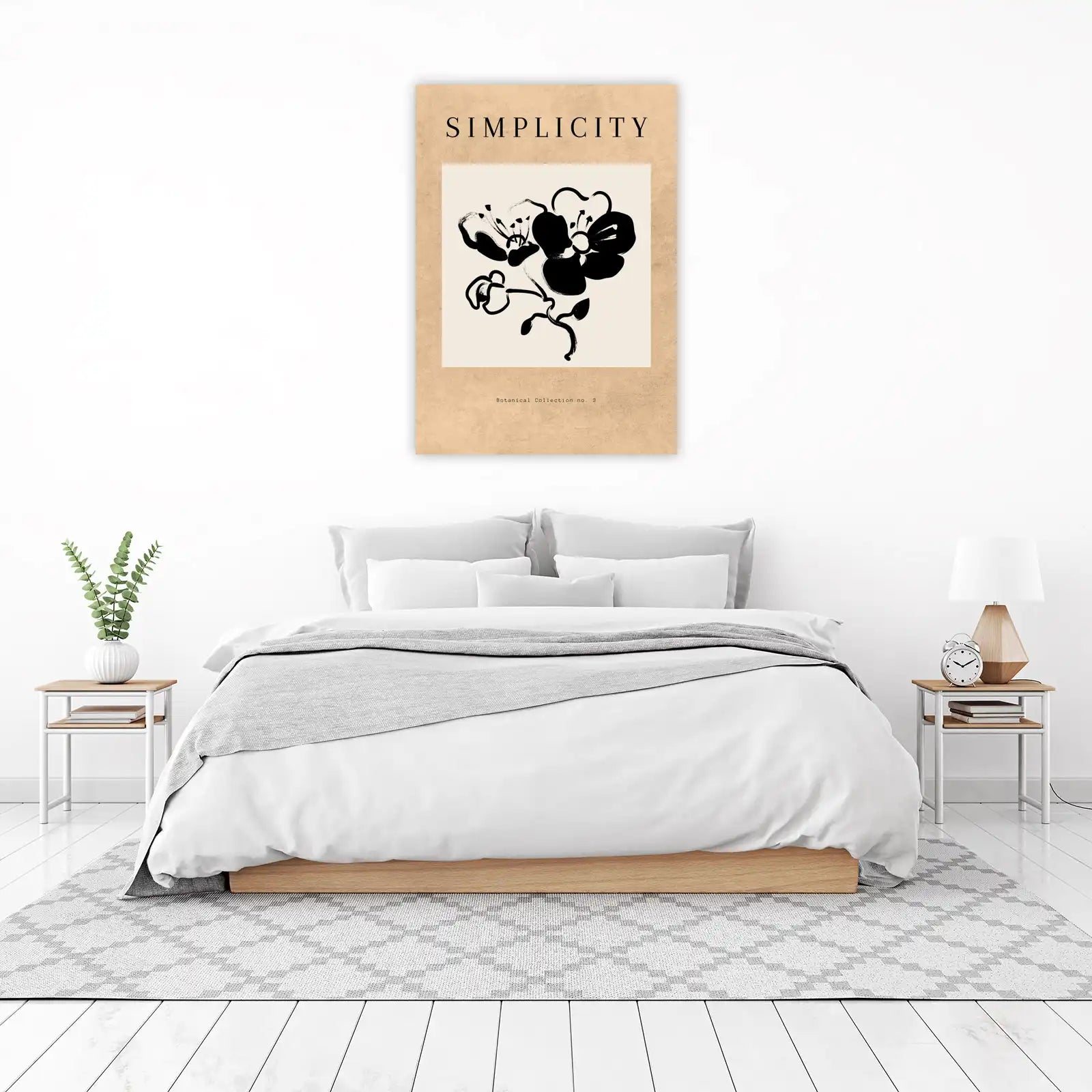 Minimalist Floral Black & Cream Wall Art