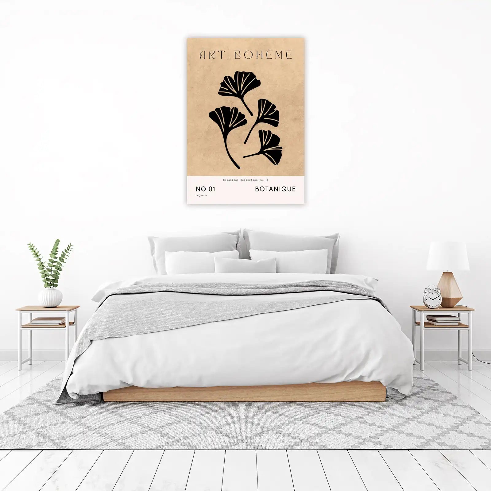 Black Ginkgo Leaf Minimalist Botanical Wall Art