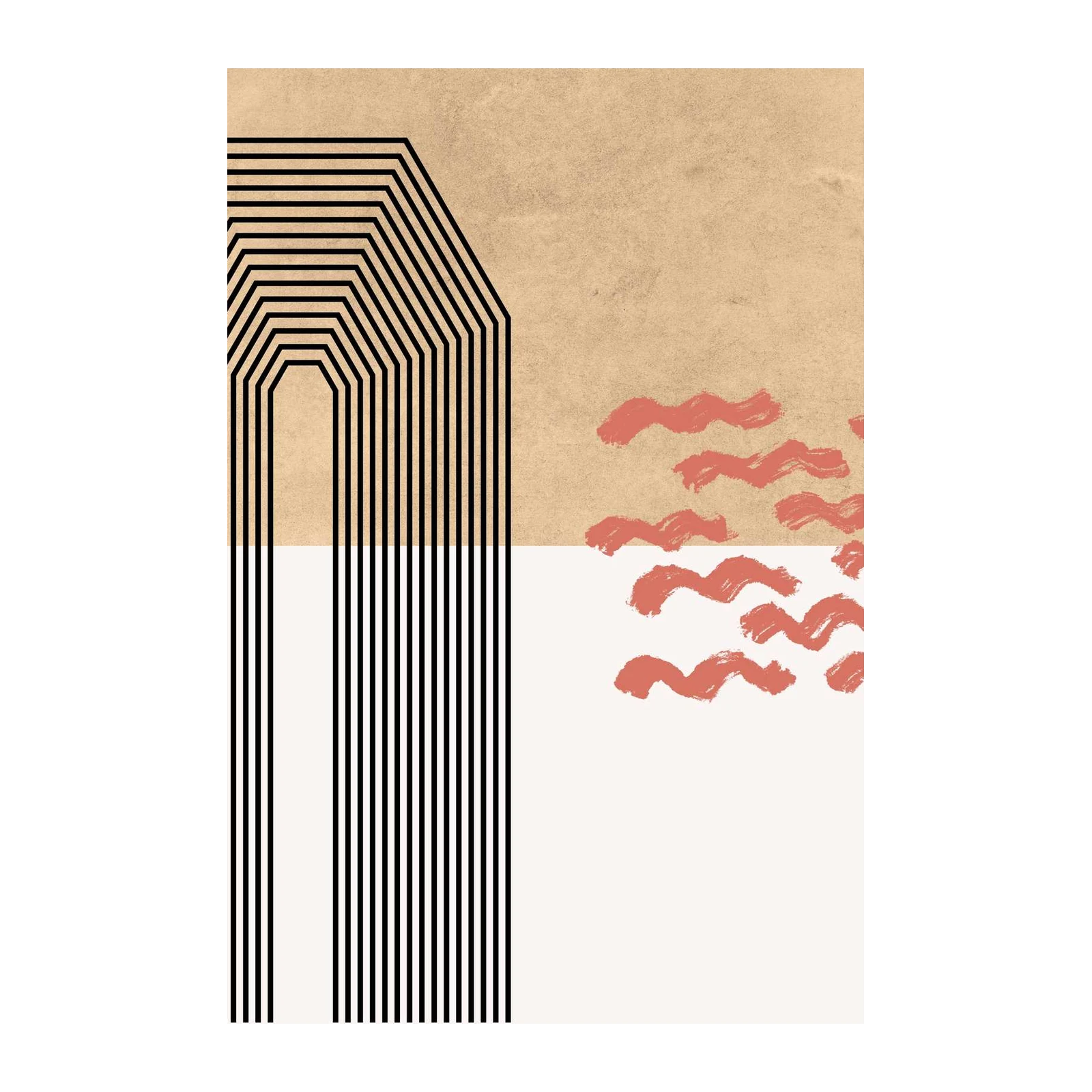 Boho Arch & Waves Wall Art - Modern Abstract Art