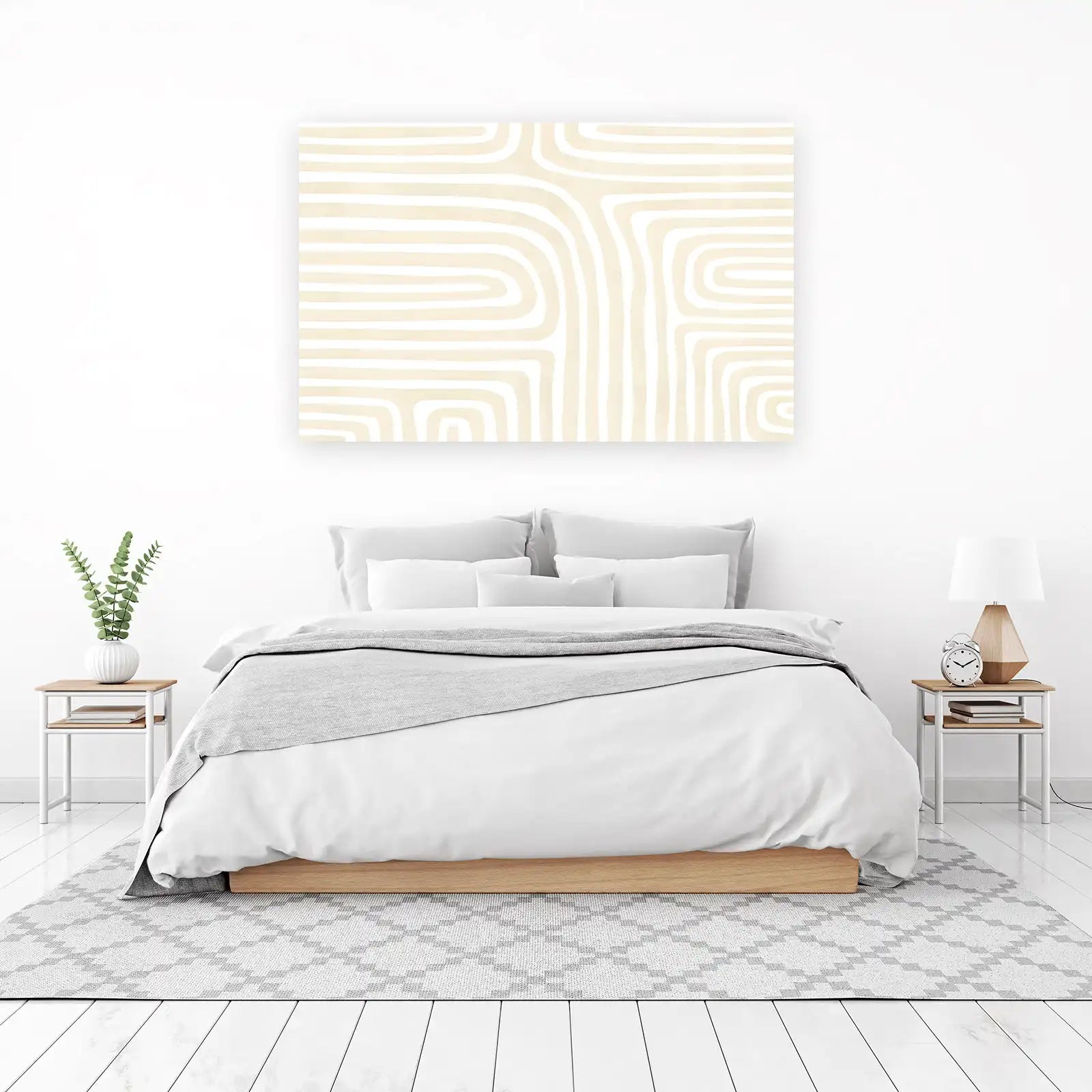 Abstract Beige Organic Lines Wall Art