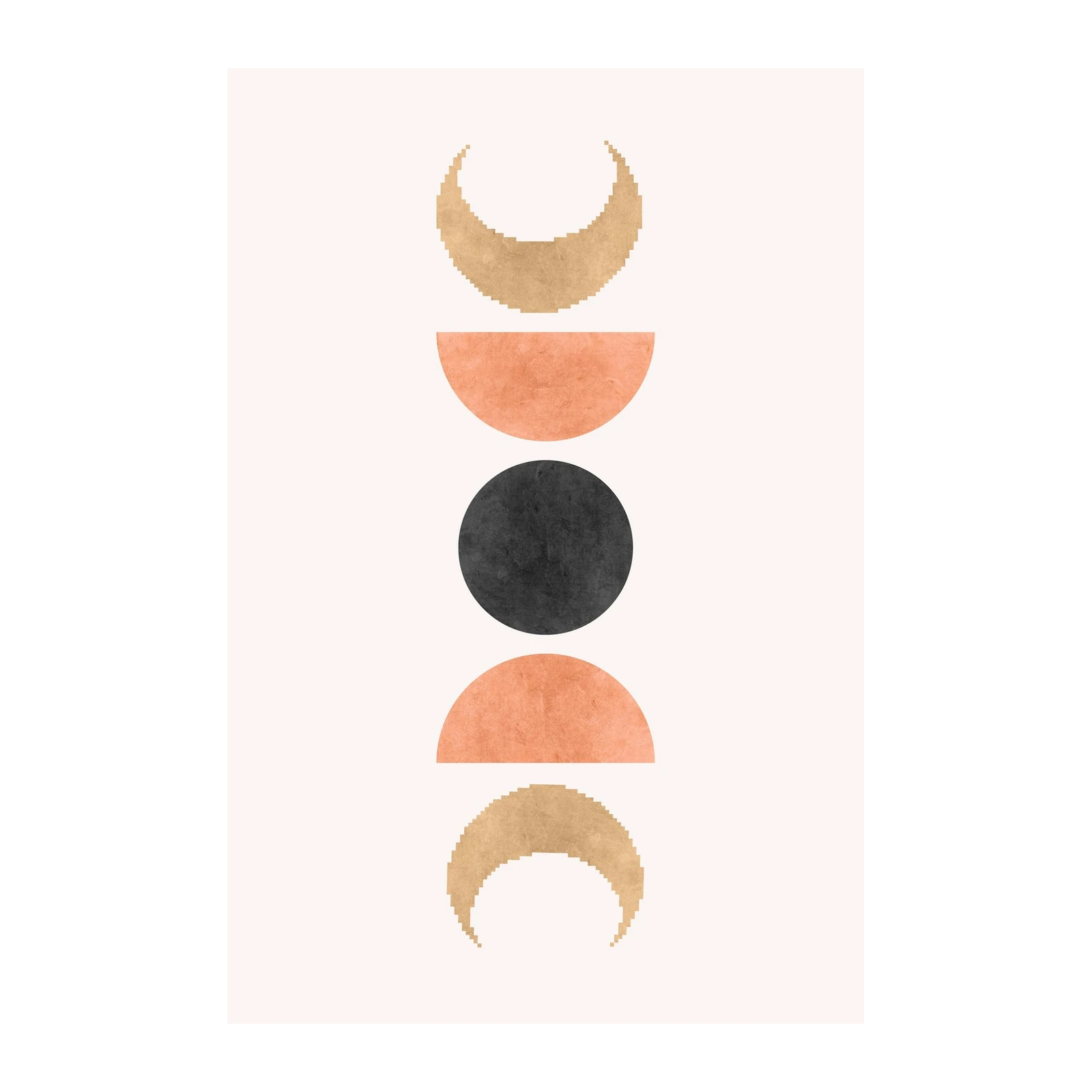 Abstract Moon Phases Minimalist Gold Coral Wall Art