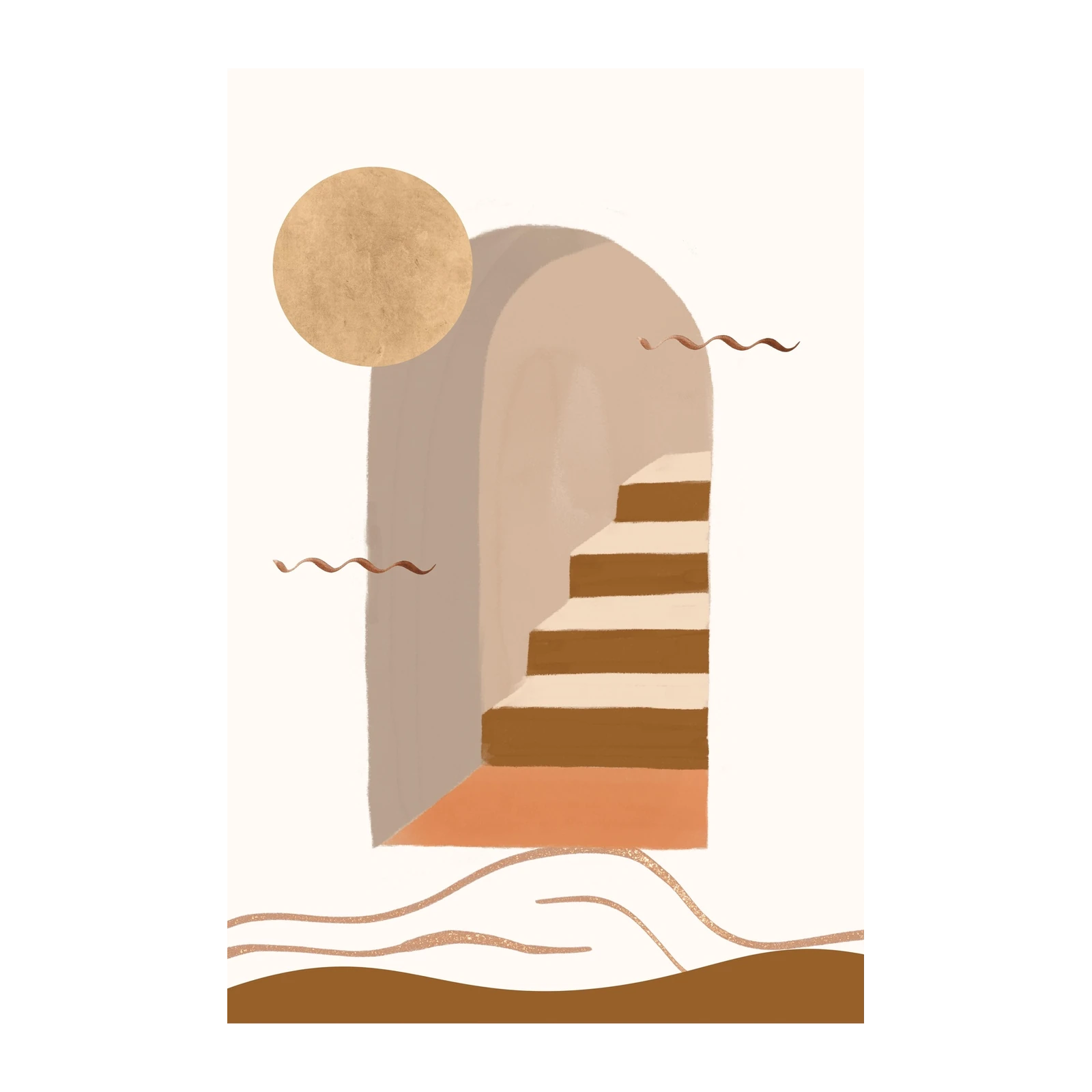 Boho Archway & Stairs Abstract Wall Art