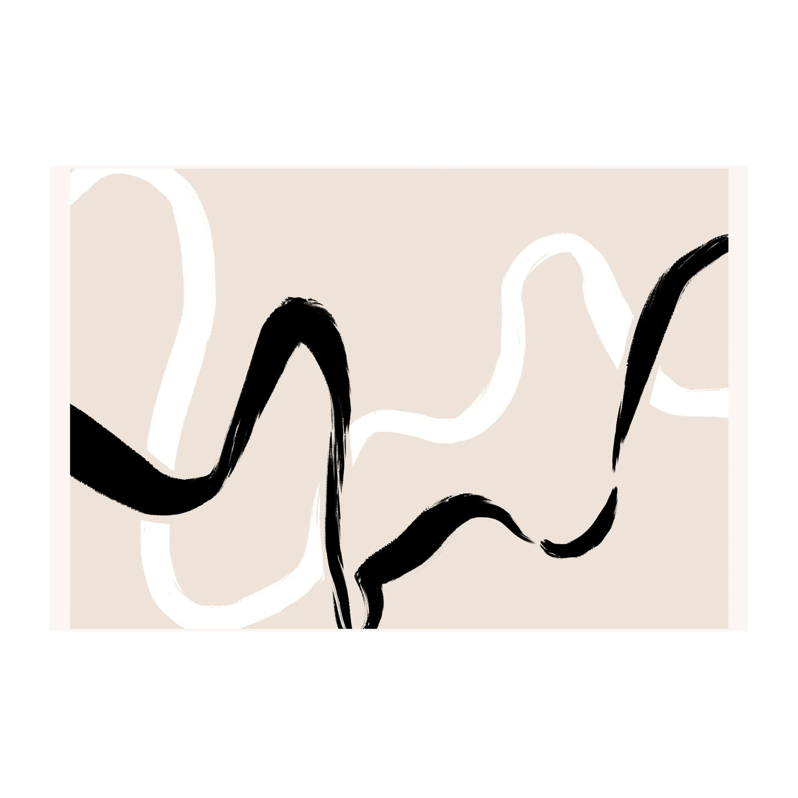 Minimalist Black & White Brushstroke Wall Art