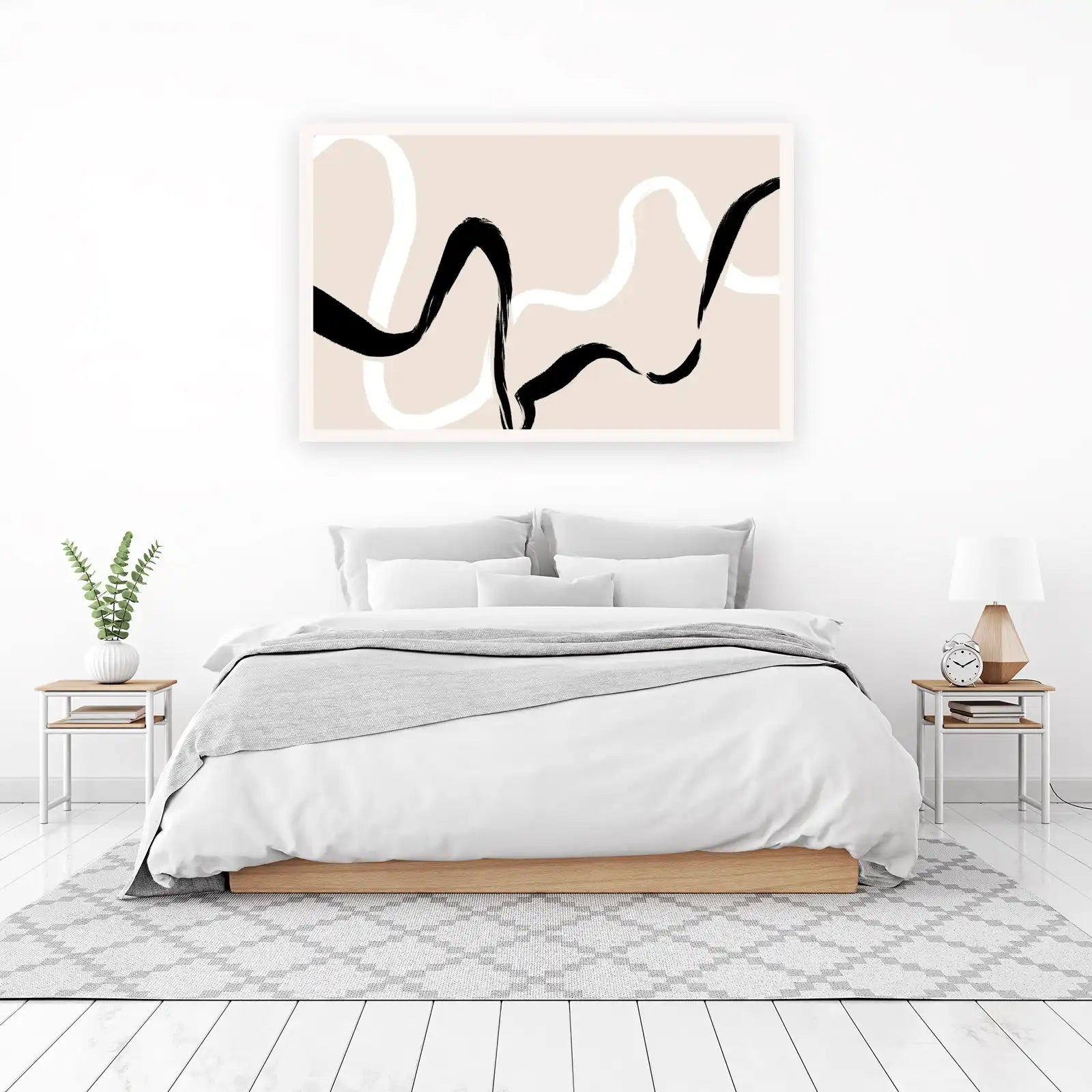 Minimalist Black & White Brushstroke Wall Art