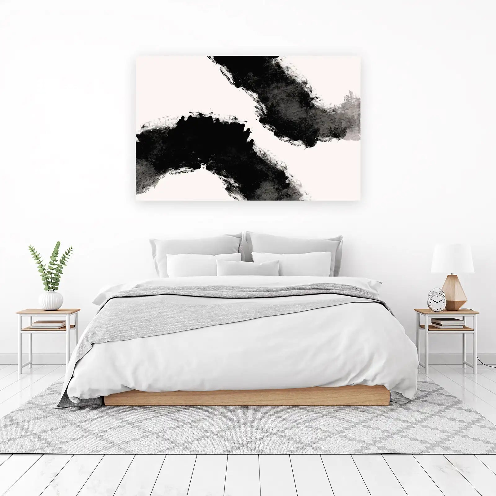 Abstract Black Brushstrokes Wall Art