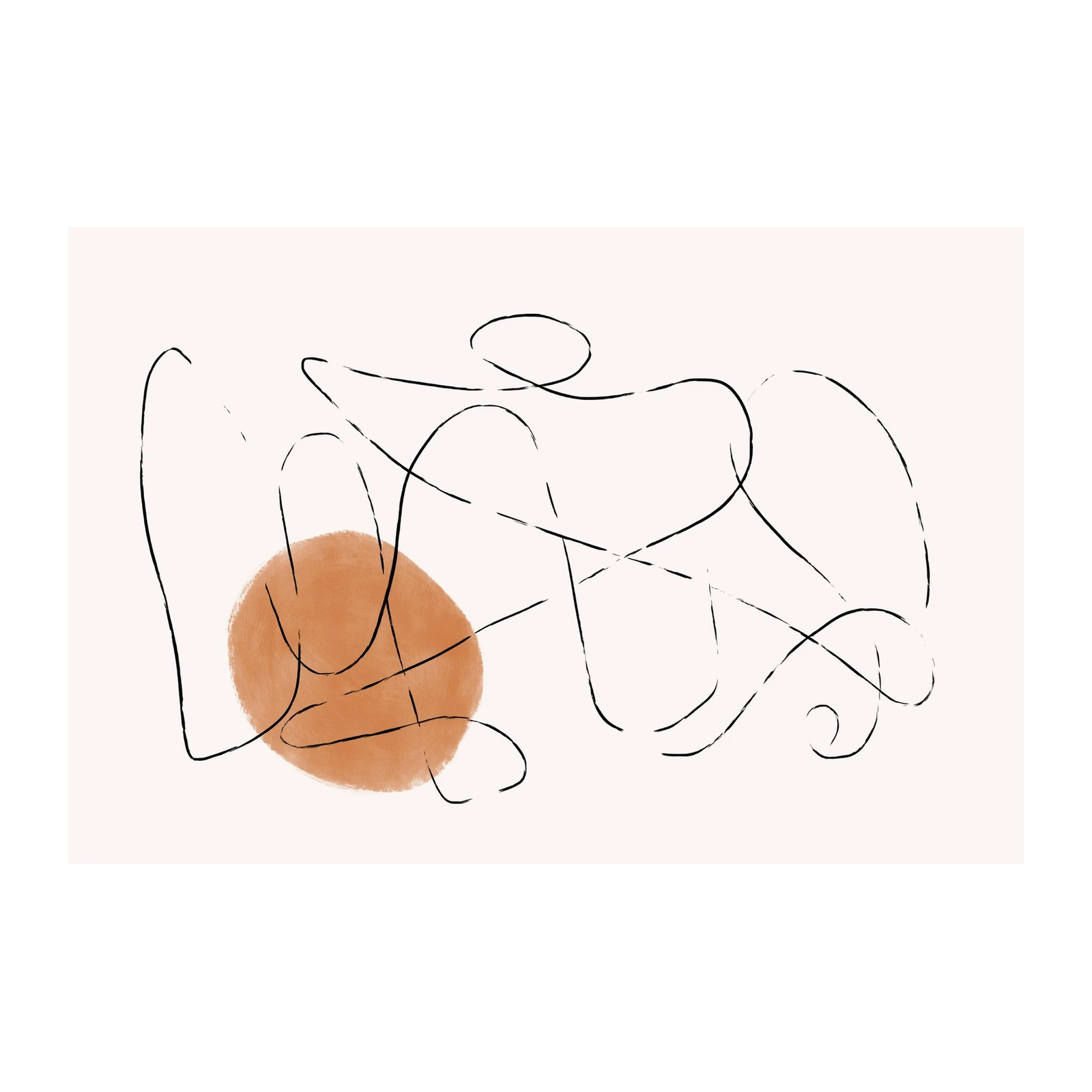 Abstract Orange Circle Line Art Wall Art