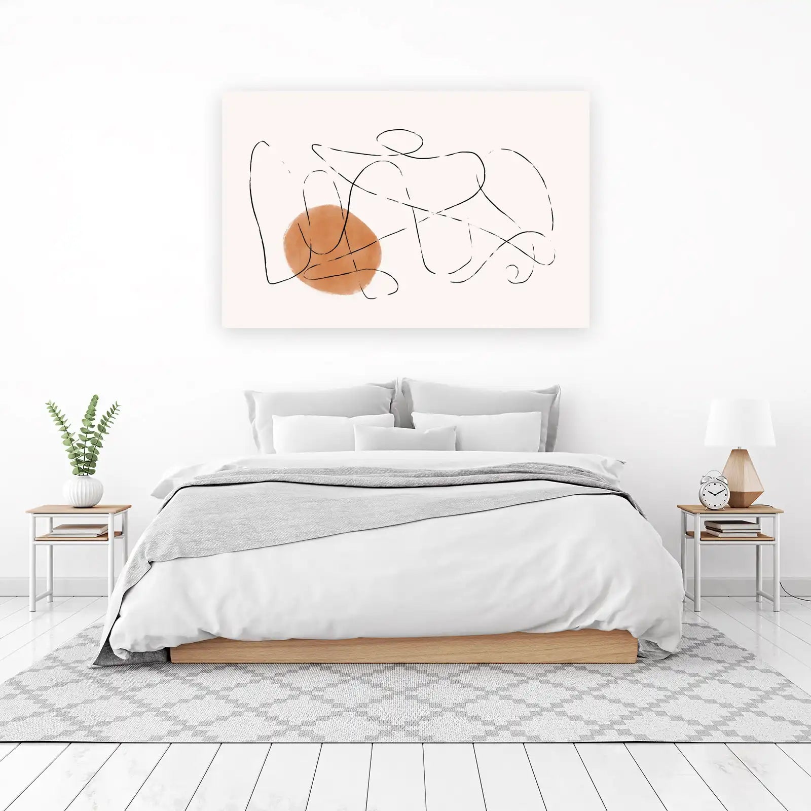 Abstract Orange Circle Line Art Wall Art