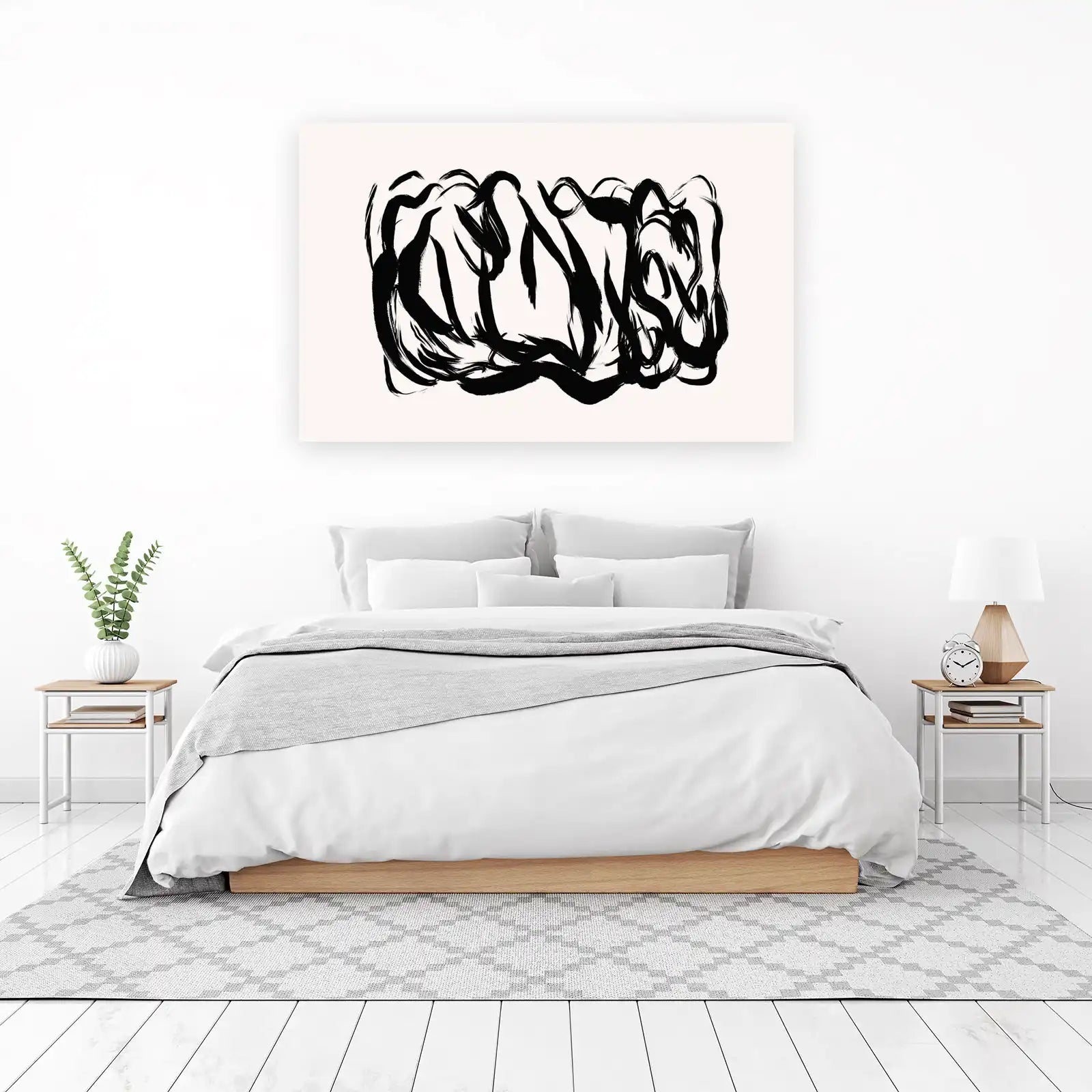 Bold Black Abstract Brush Strokes Wall Art