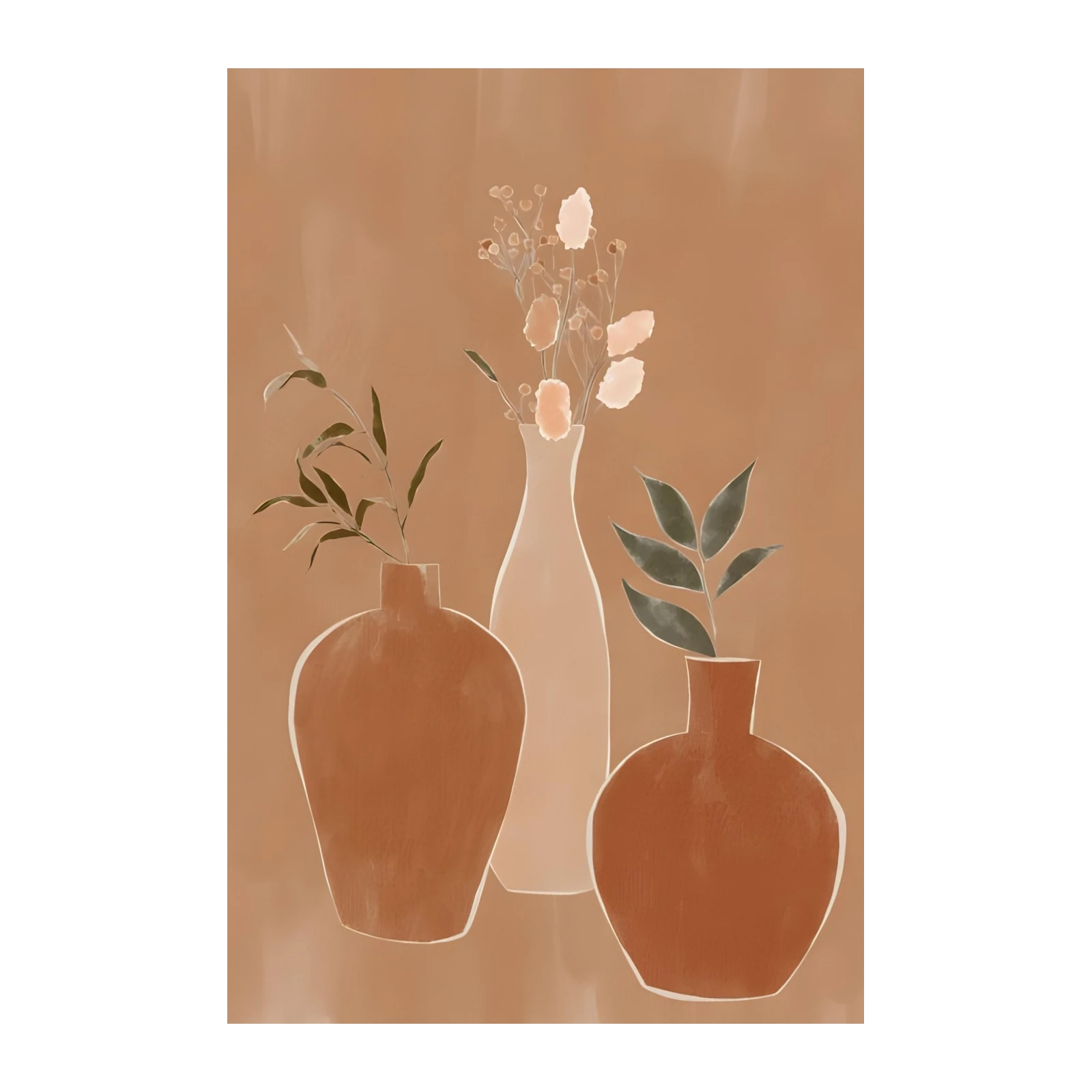 Minimalist Floral Vases Wall Art