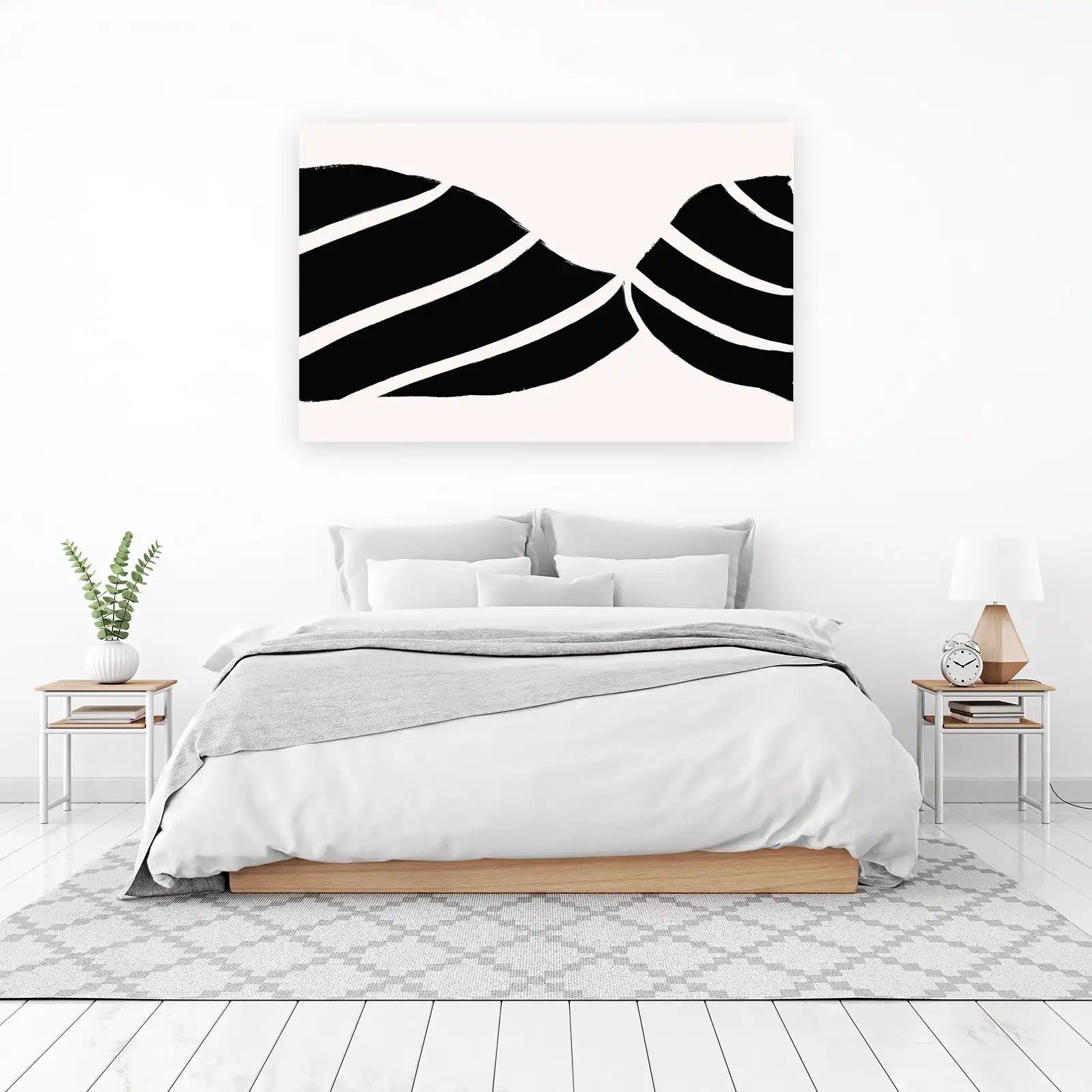 Modern Abstract Black & White Stripes Wall Art
