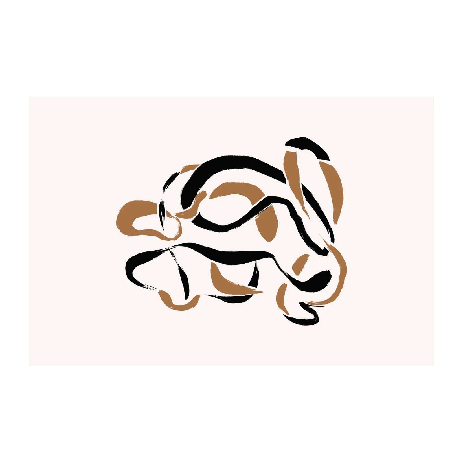 Abstract Brush Stroke Black & Tan Wall Art
