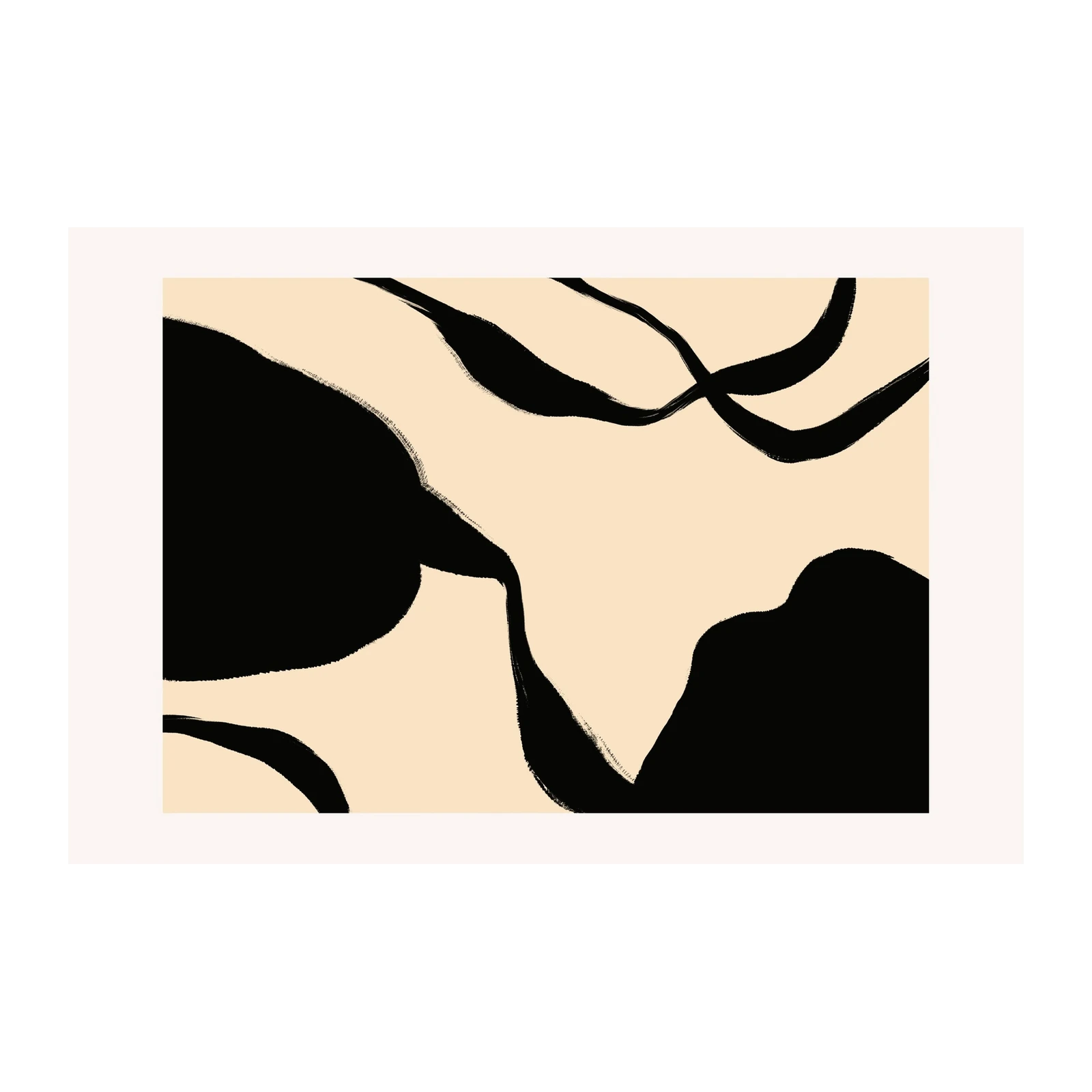 Abstract Black & Beige Organic Forms Wall Art