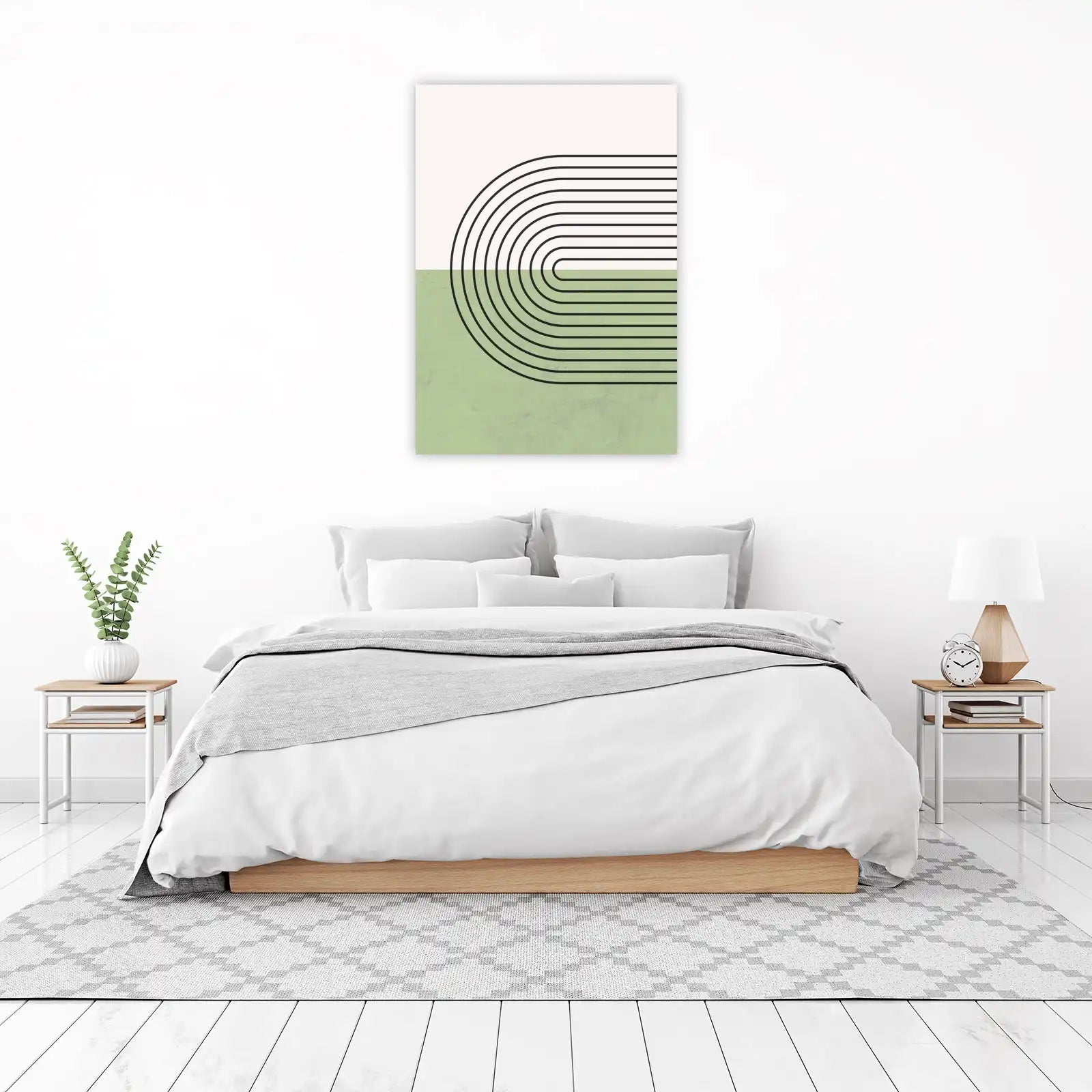 Boho Arch Geometric Black & Sage Green Wall Art