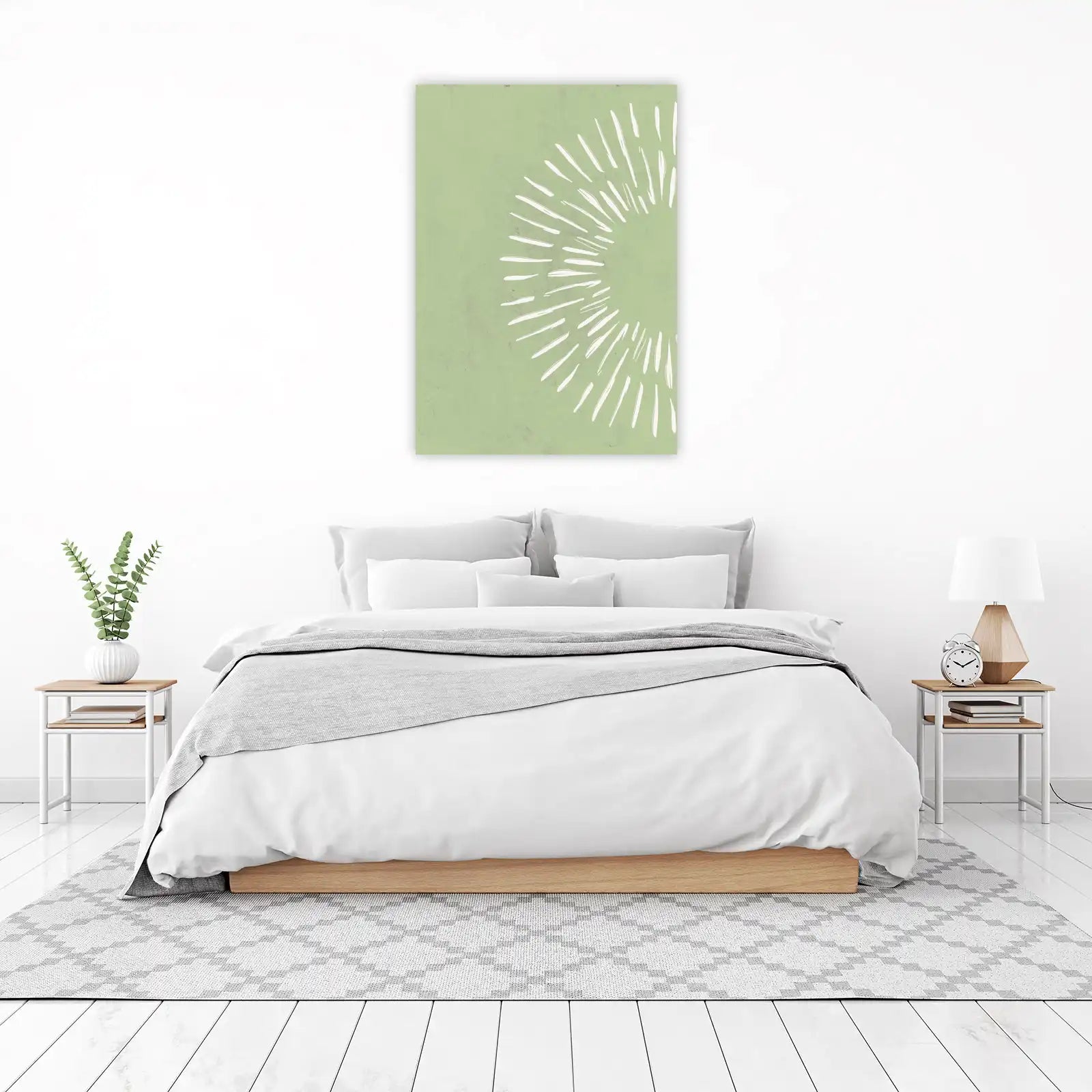 Abstract Sunburst Minimalist Green Wall Art