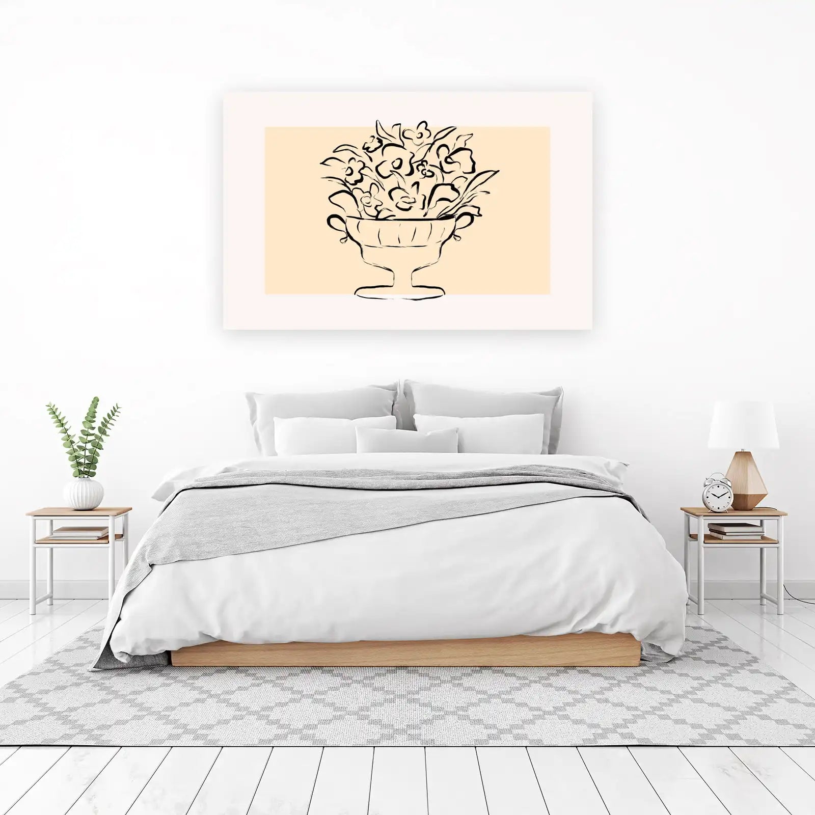 Minimalist Floral Urn Line Art Wall Art