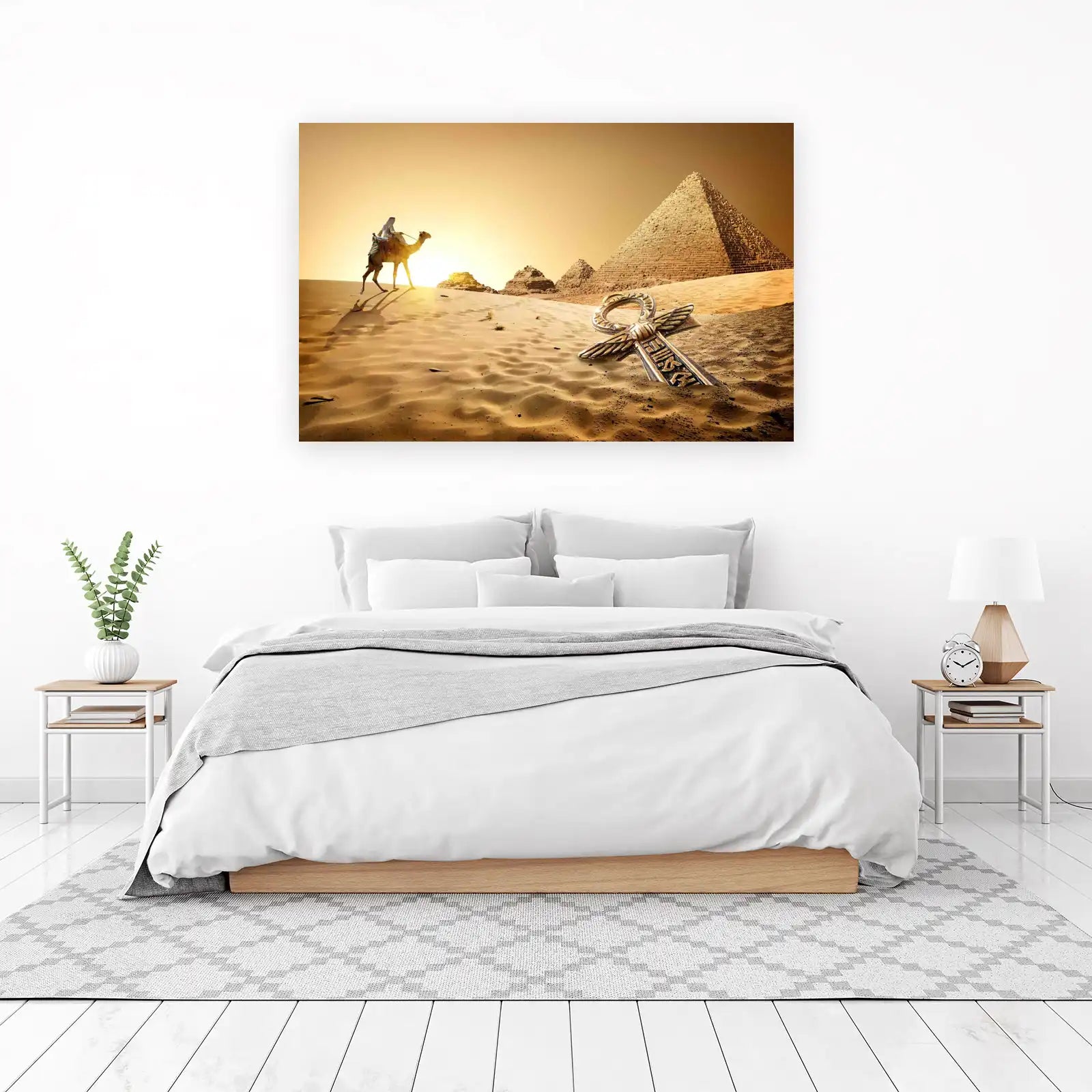Ancient Egyptian Pyramids Ankh Symbol Desert Wall Art