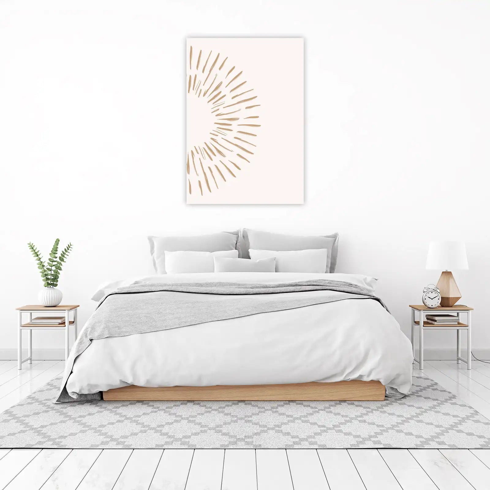 Boho Sunburst Abstract Beige Wall Art