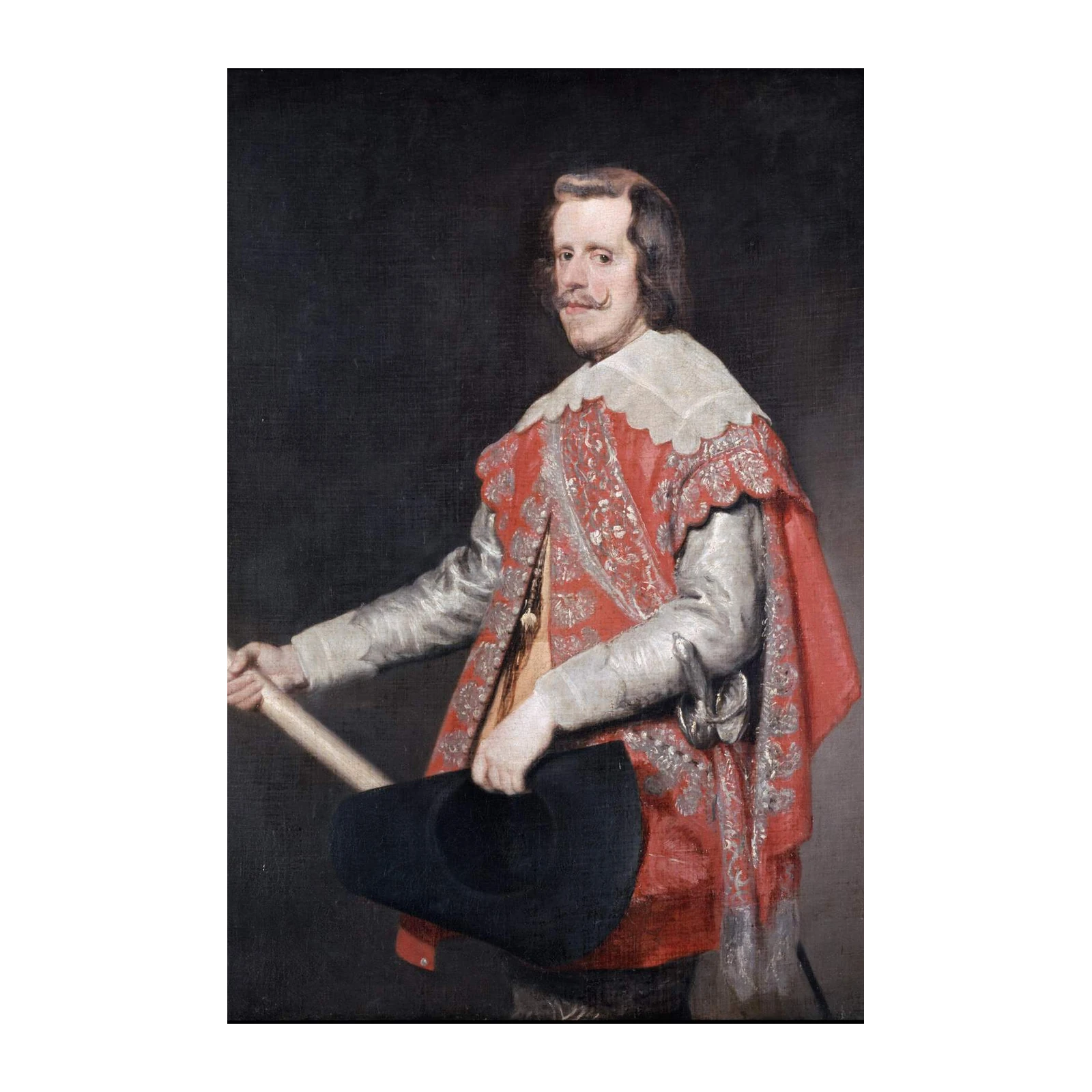 Elegant Man in Red Cape Vintage Portrait Wall Art