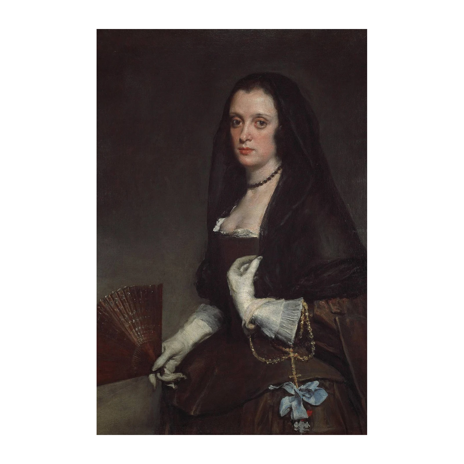 Elegant Lady with Fan Baroque Wall Art