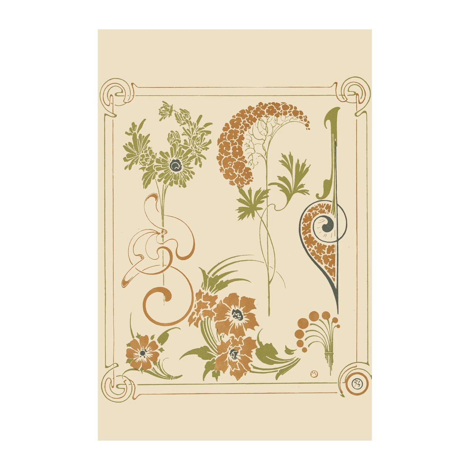 Art Nouveau Botanical Floral Wall Art