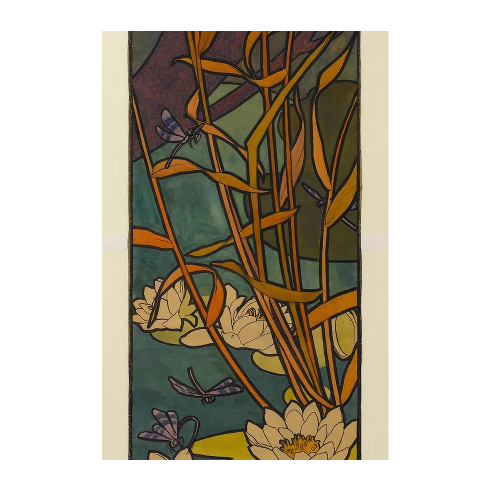 Art Nouveau Water Lilies & Dragonflies Wall Art