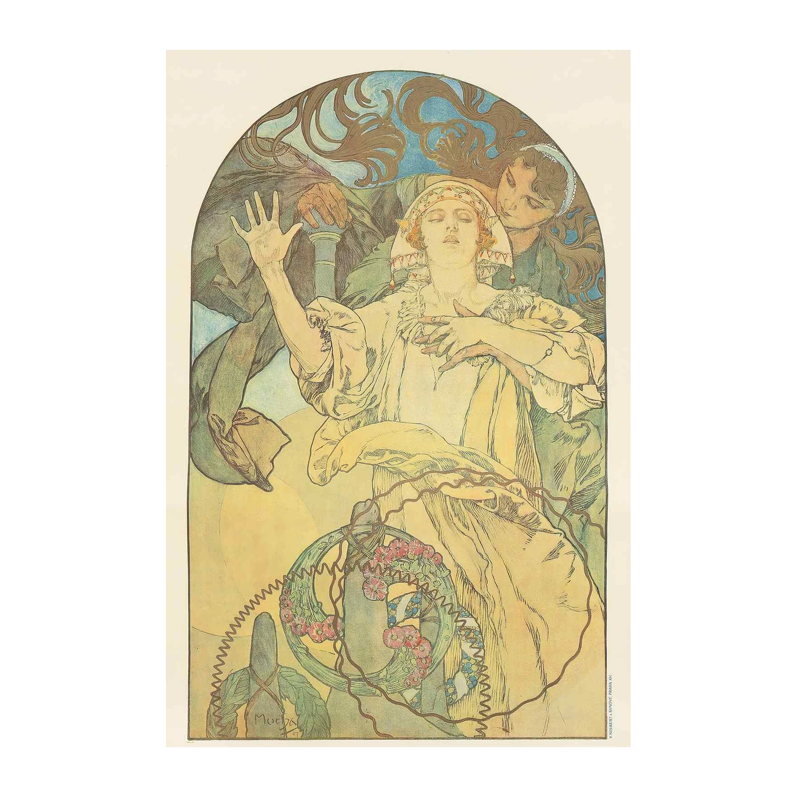 Art Nouveau Floral Maiden Wall Art