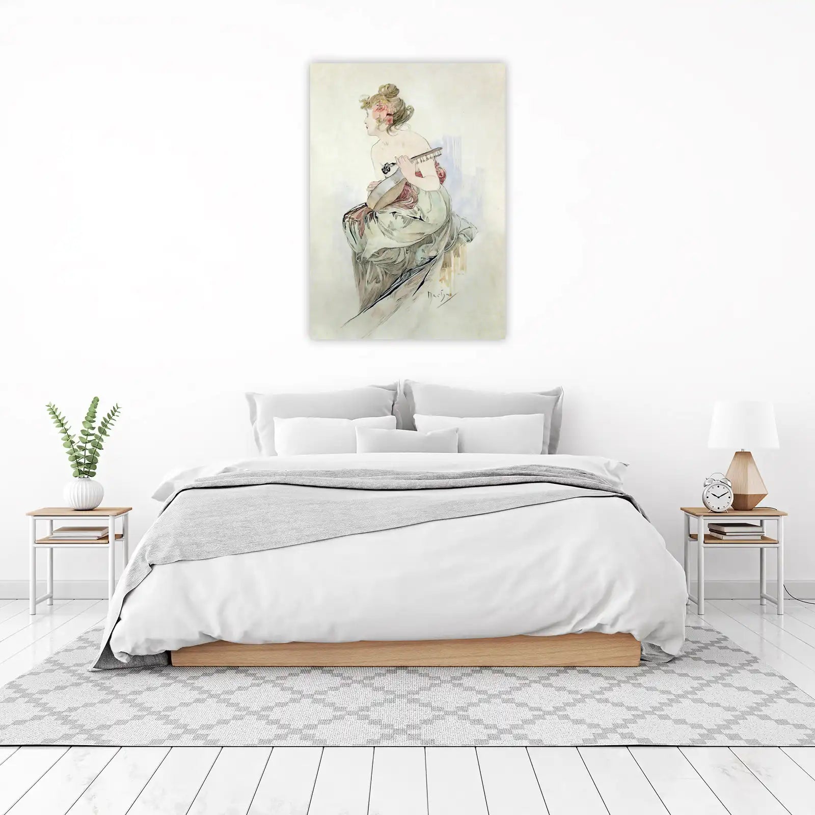 Art Nouveau Woman with Lyre Wall Art