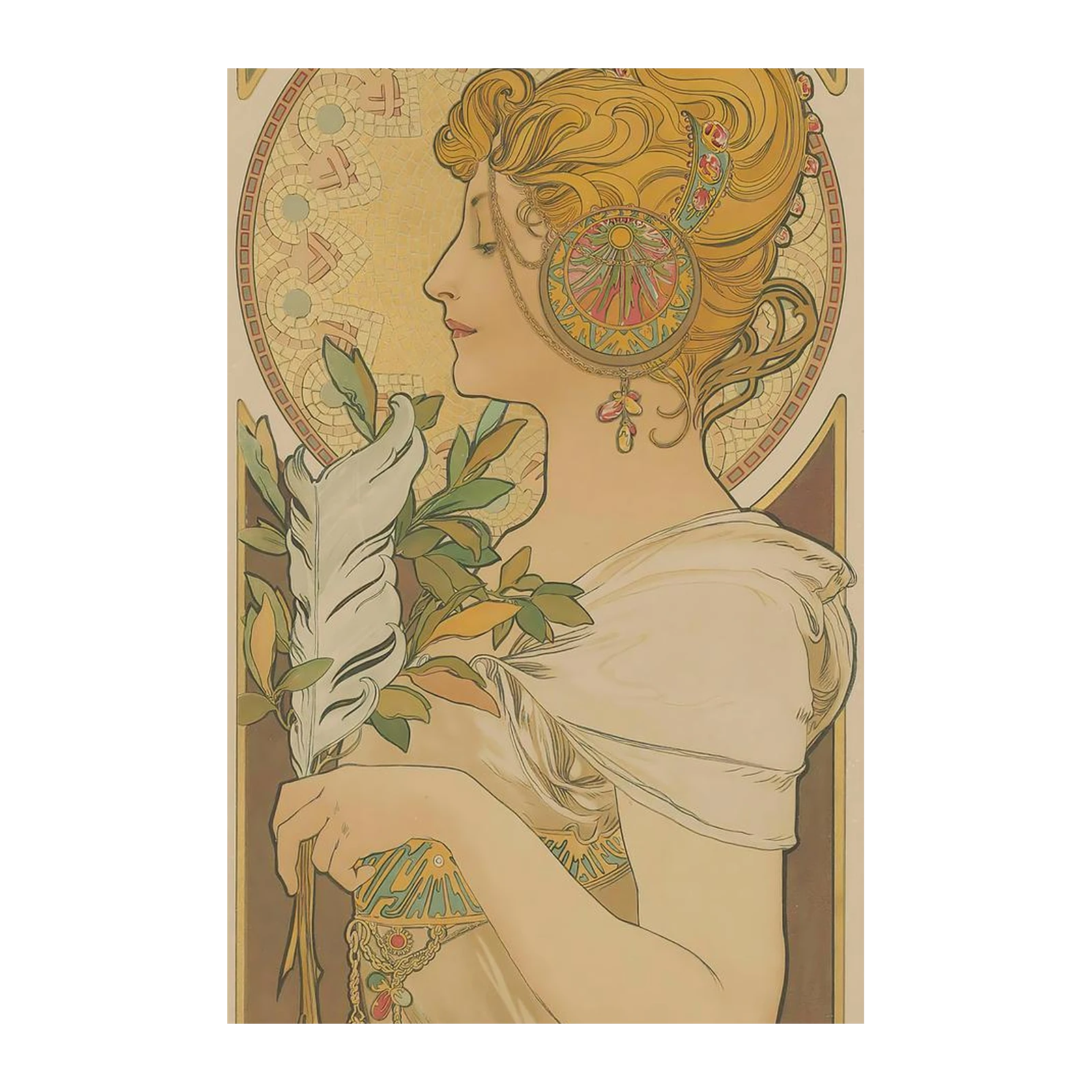 Art Nouveau Goddess Feather Wall Art
