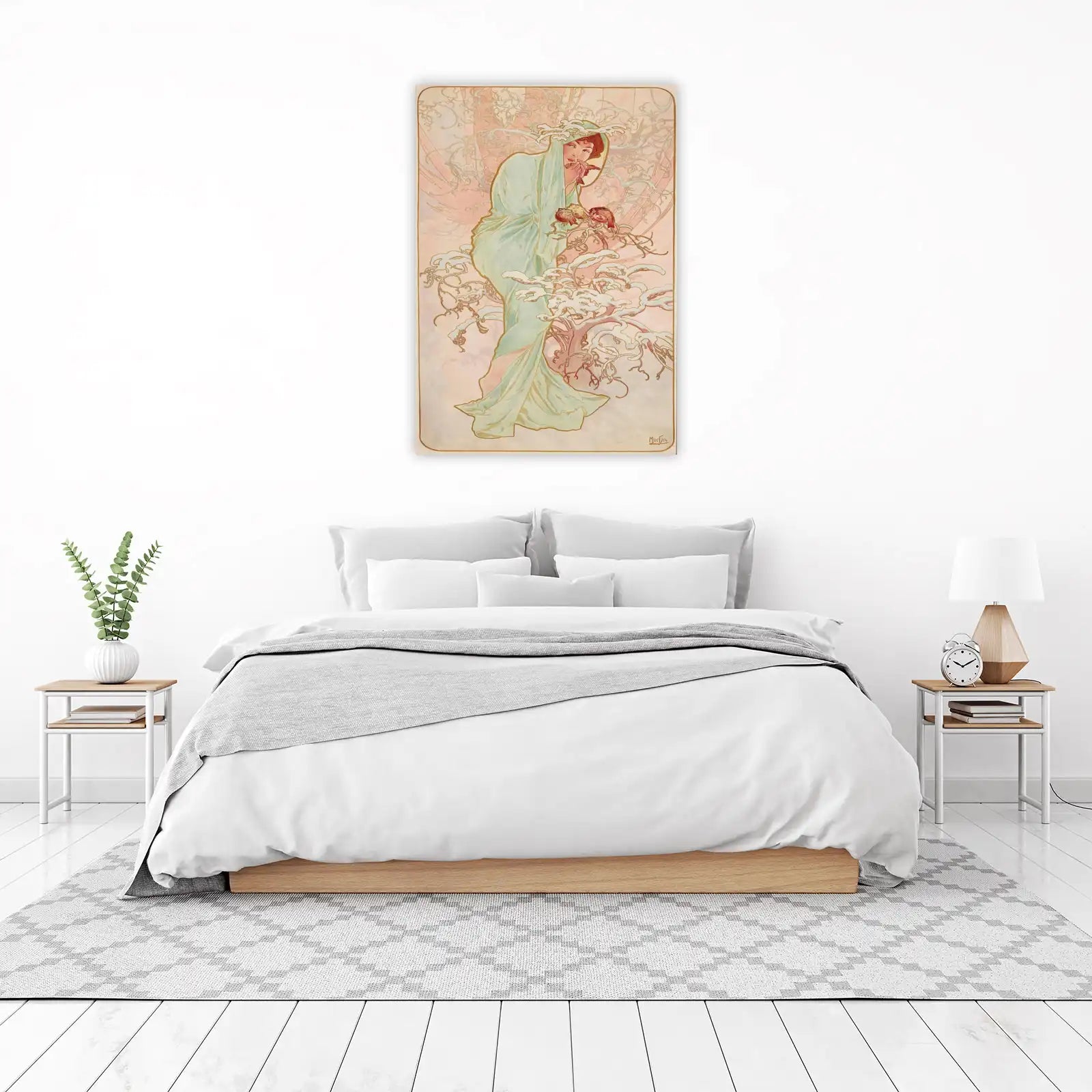 Elegant Art Nouveau Woman & Birds Wall Art