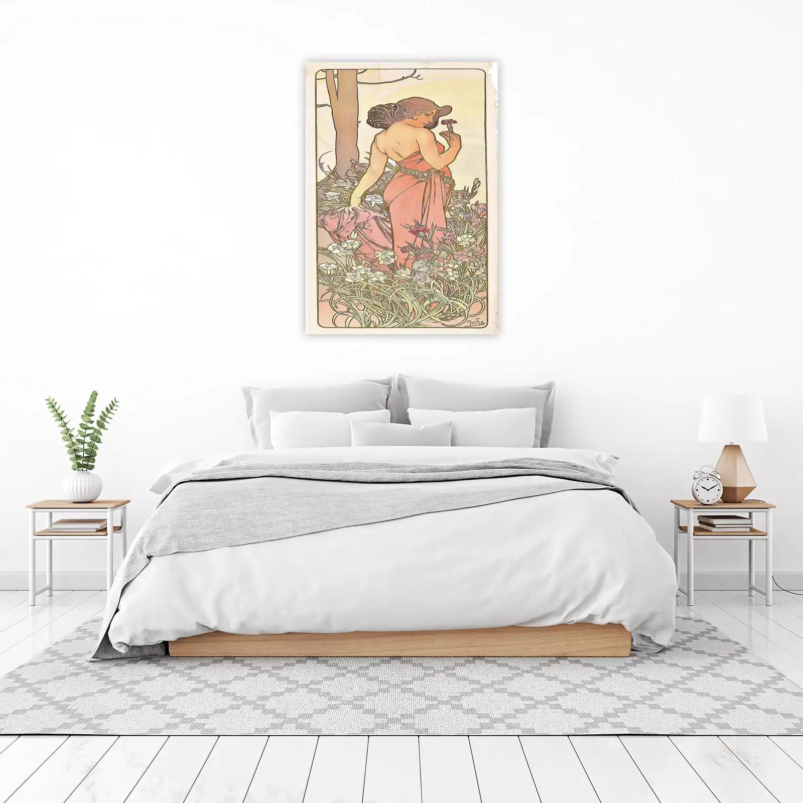 Art Nouveau Lady with Flower Wall Art