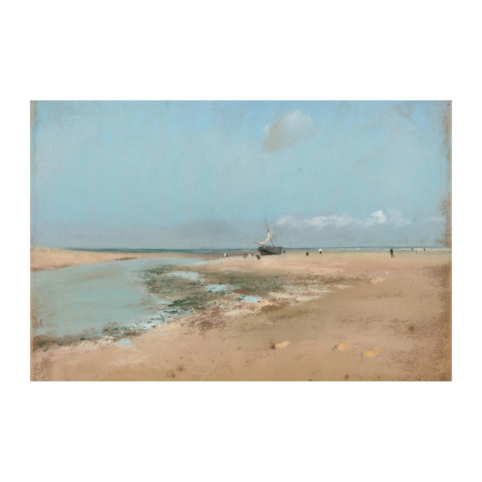 Serene Beach Scene with Boat Wall Art