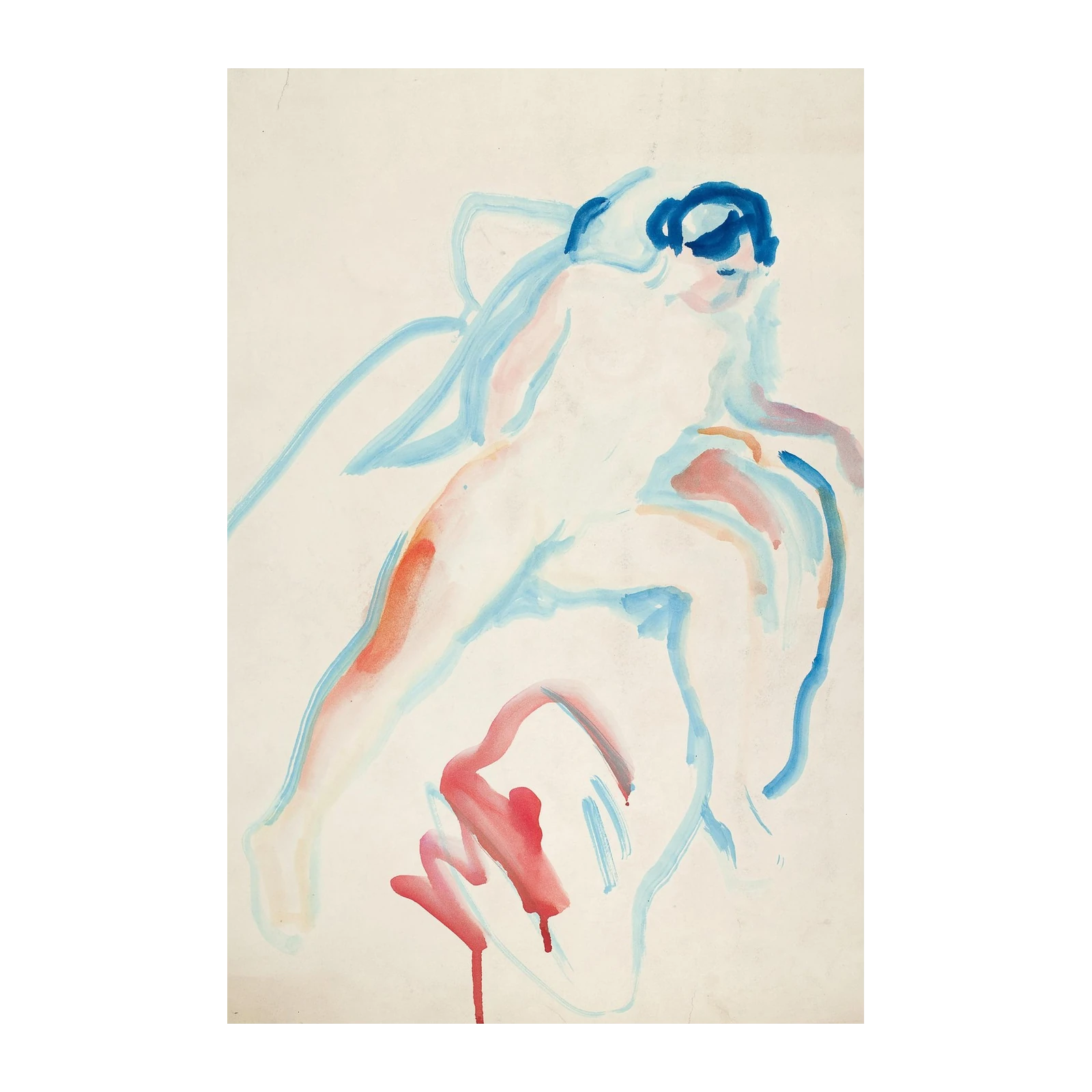 Abstract Nude Figure Blue Red Wall Art