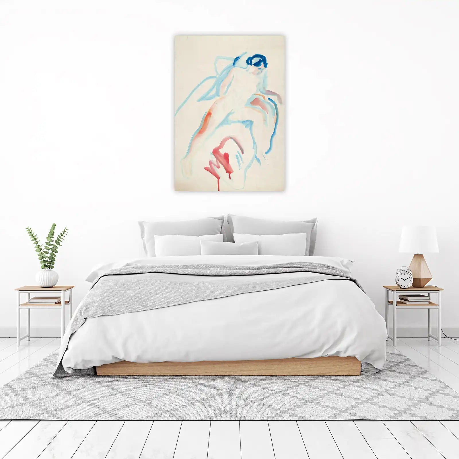 Abstract Nude Figure Blue Red Wall Art