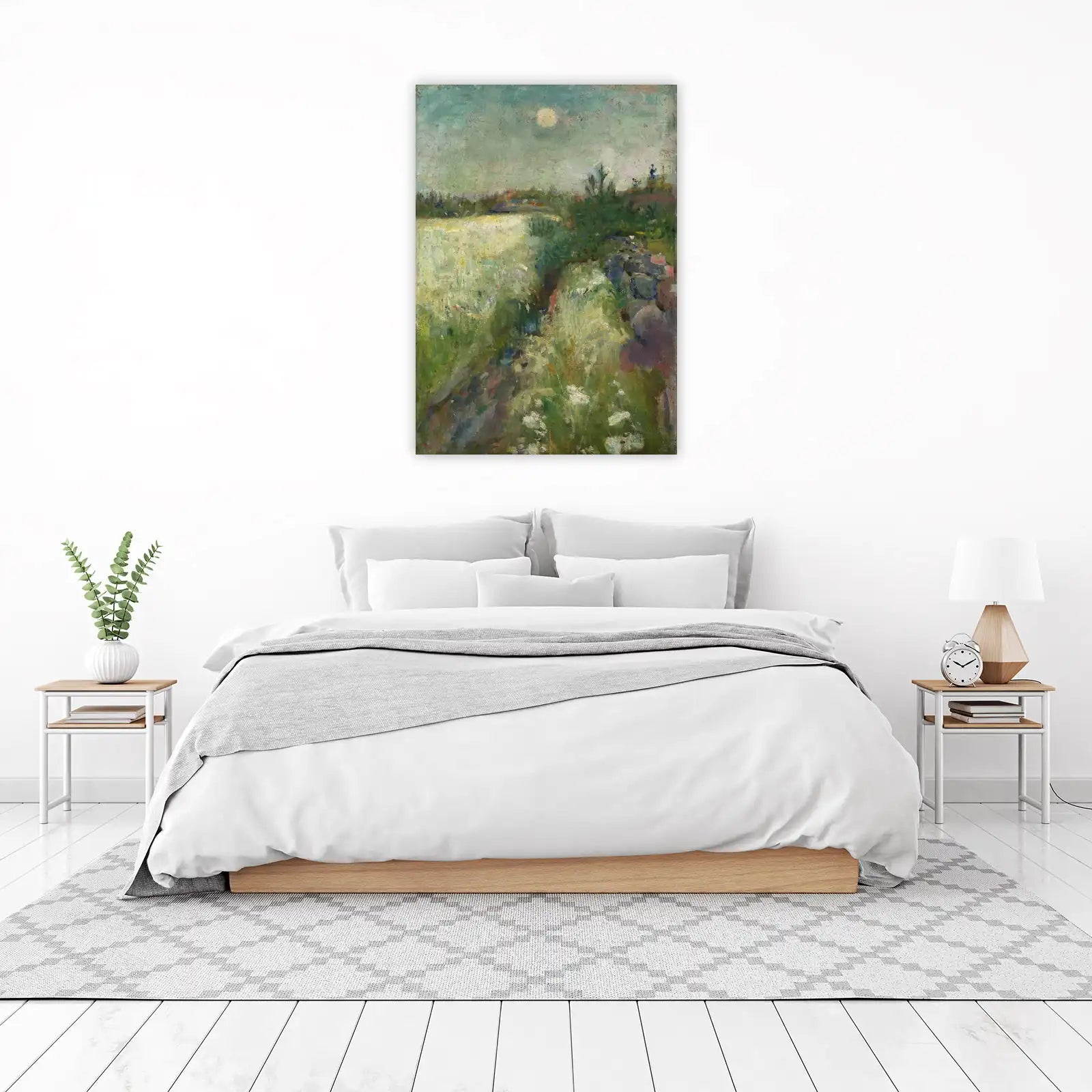 Impressionist Meadow Moonlit Landscape Wall Art