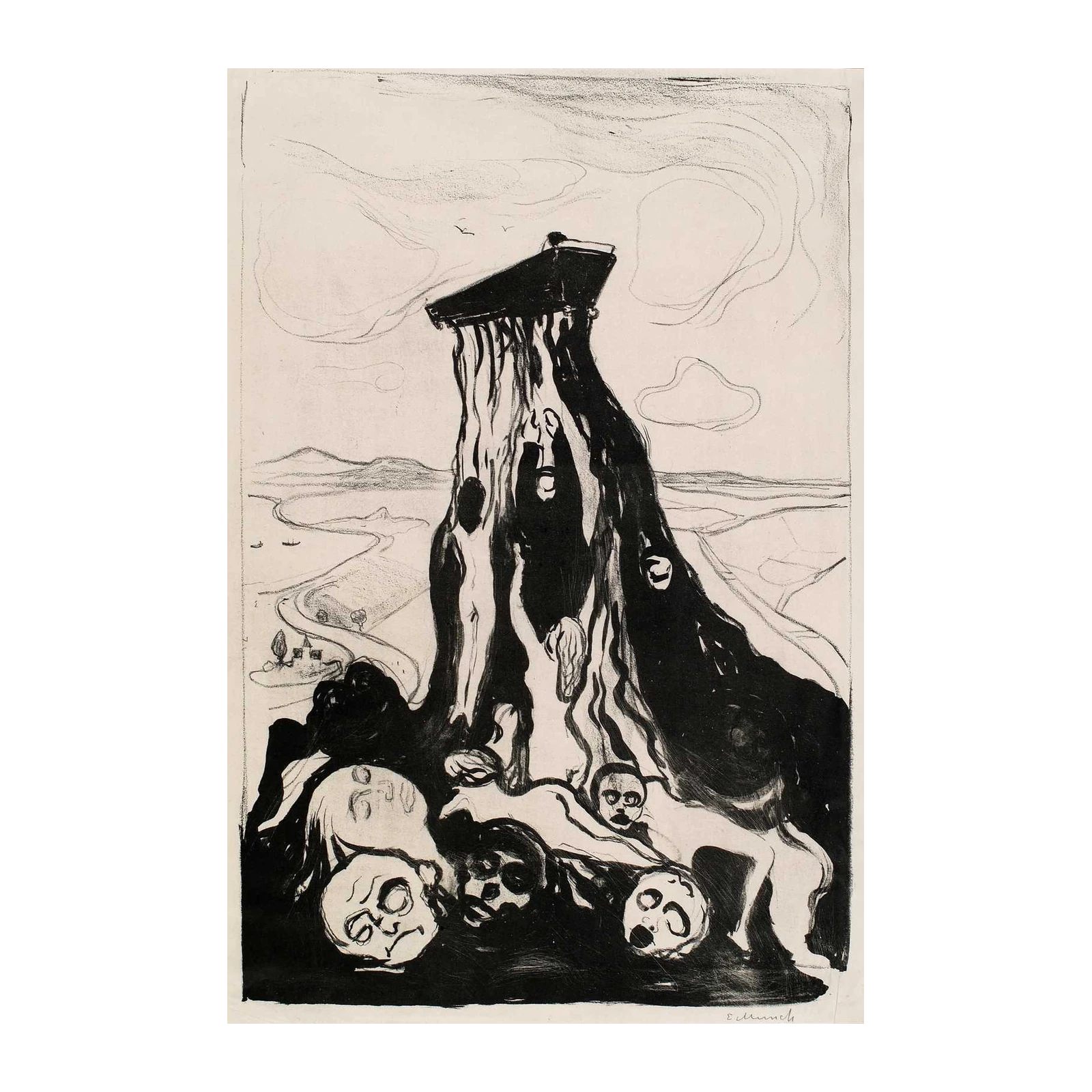 Melancholy Landscape Expressive Figures Wall Art