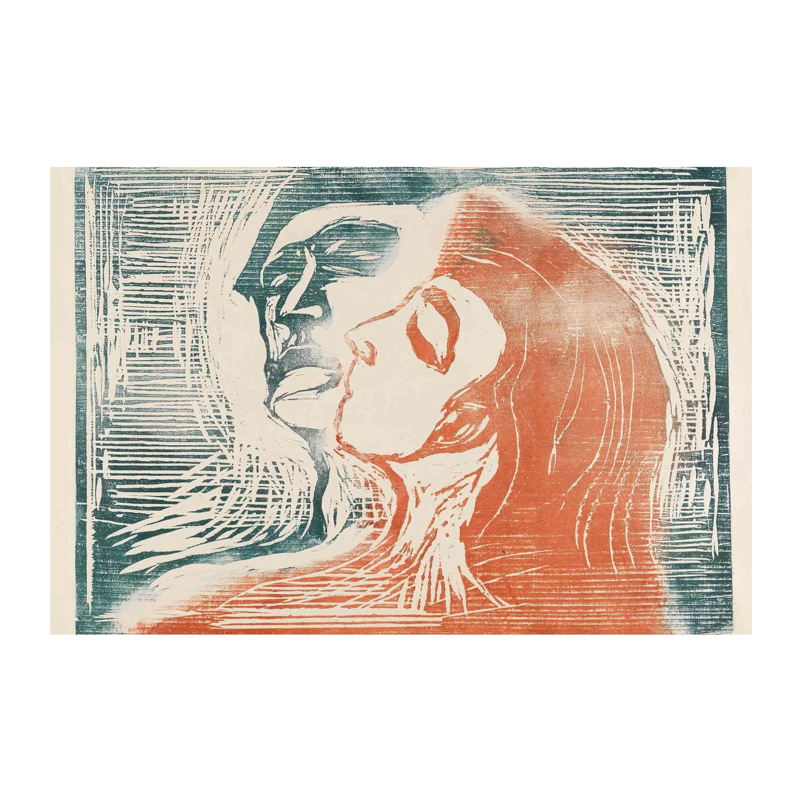 Intense Love Couple Woodcut Wall Art