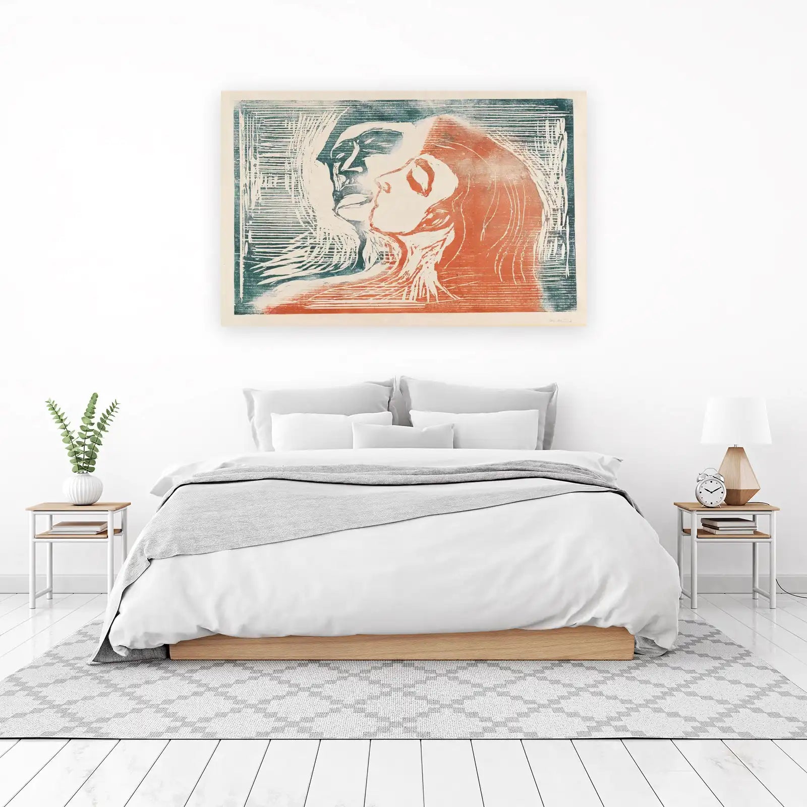 Intense Love Couple Woodcut Wall Art