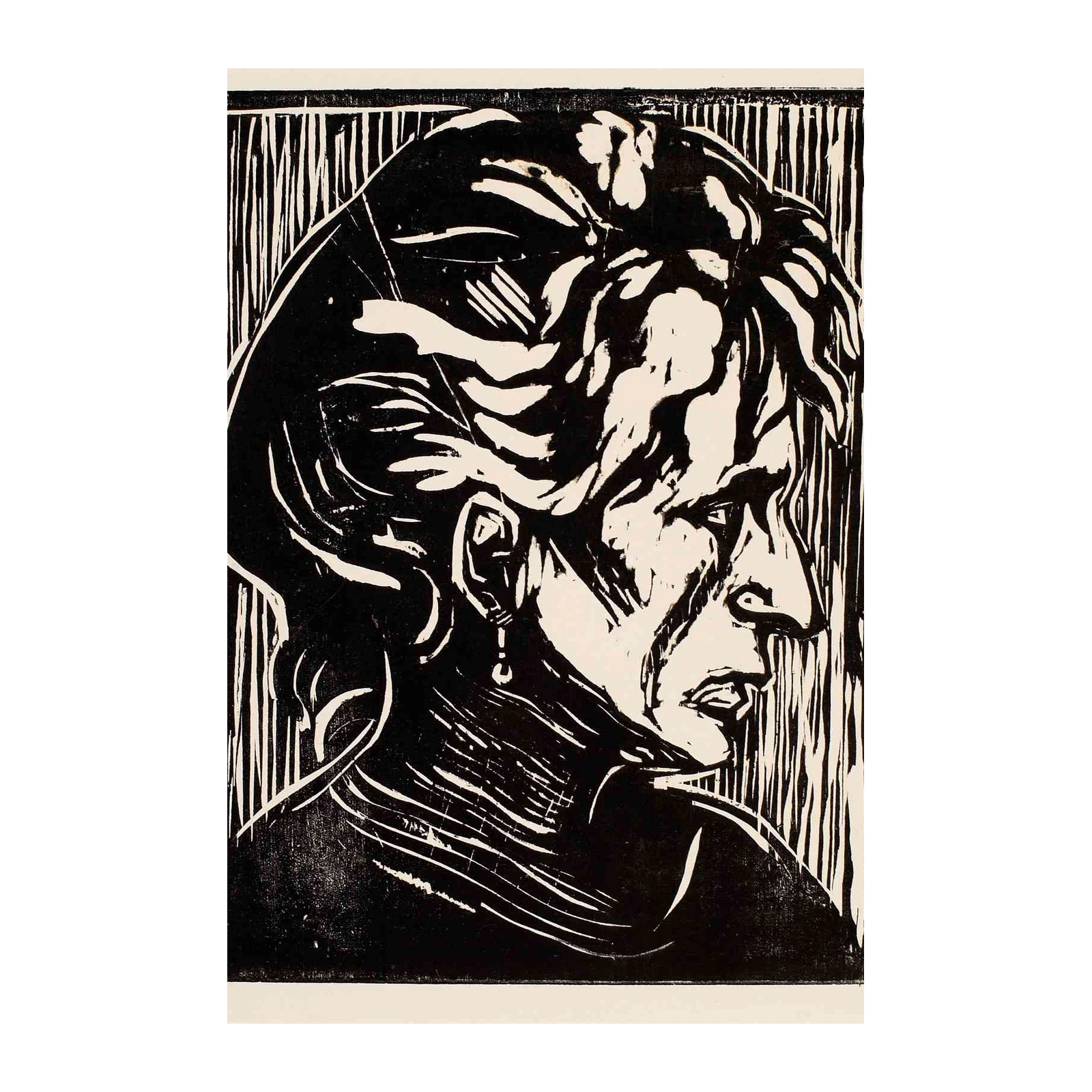 Dramatic Profile Portrait Woodcut Wall Art