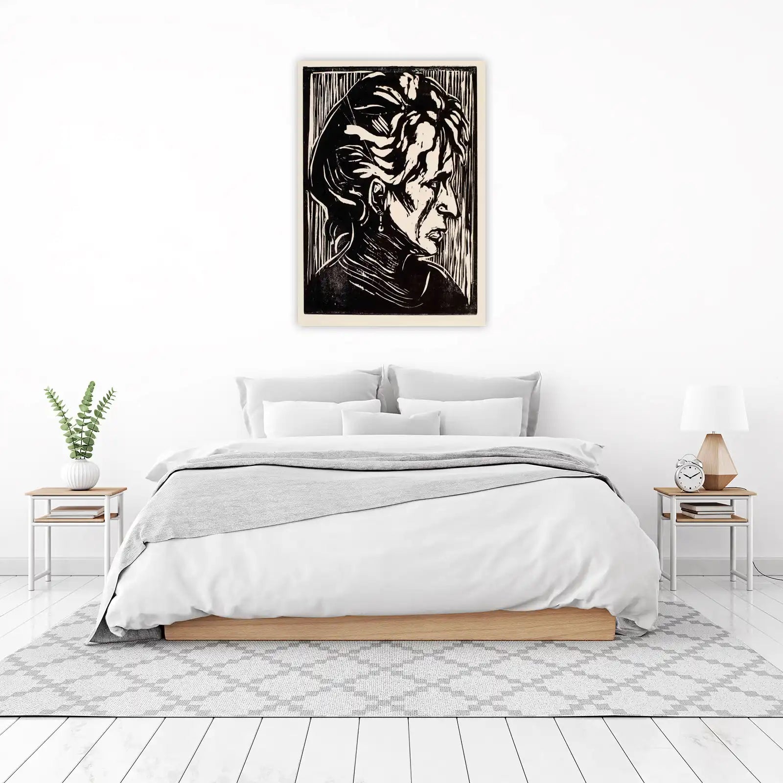 Dramatic Profile Portrait Woodcut Wall Art