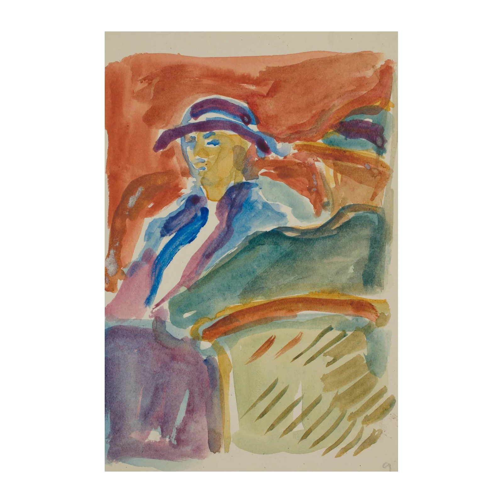 Abstract Portrait with Hat Wall Art