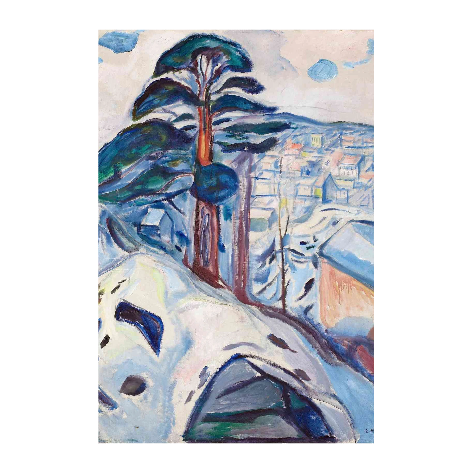 Winter Landscape with Town Wall Art