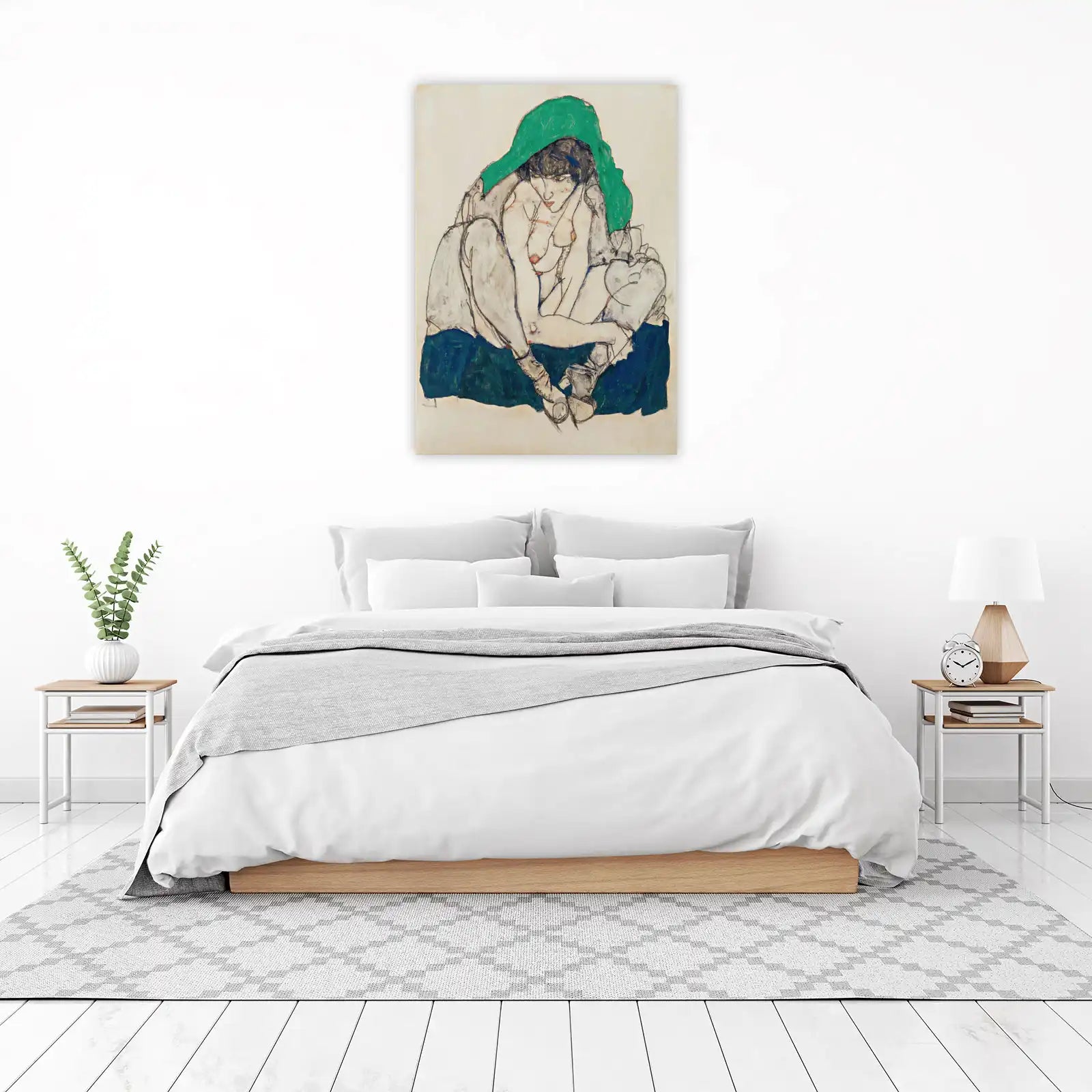 Egon Schiele Woman with Green Scarf Wall Art