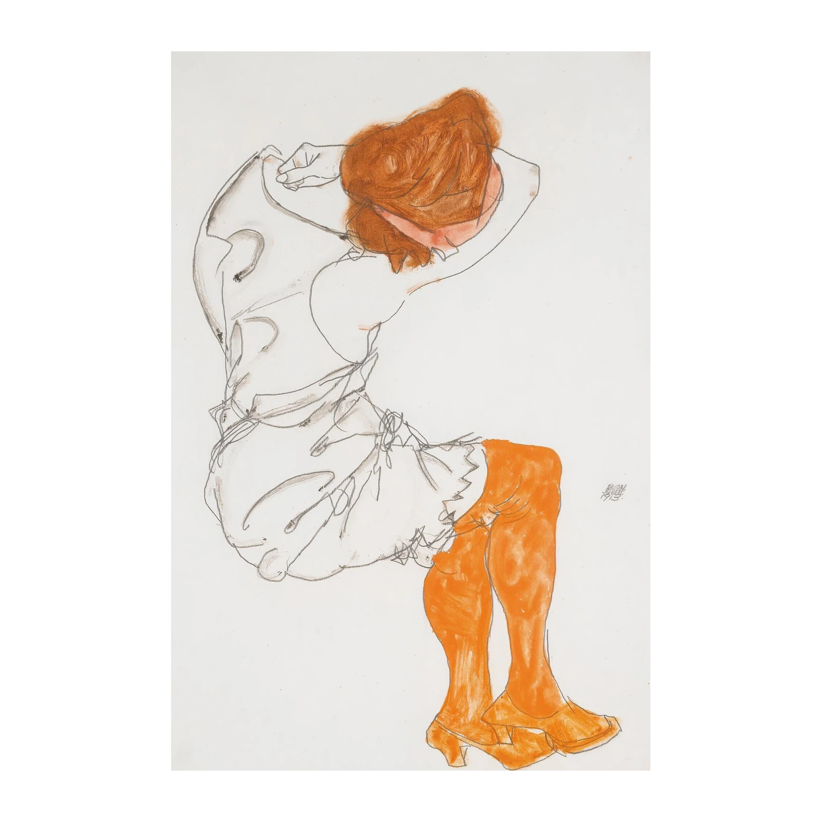 Vibrant Figure Study Orange Wall Art