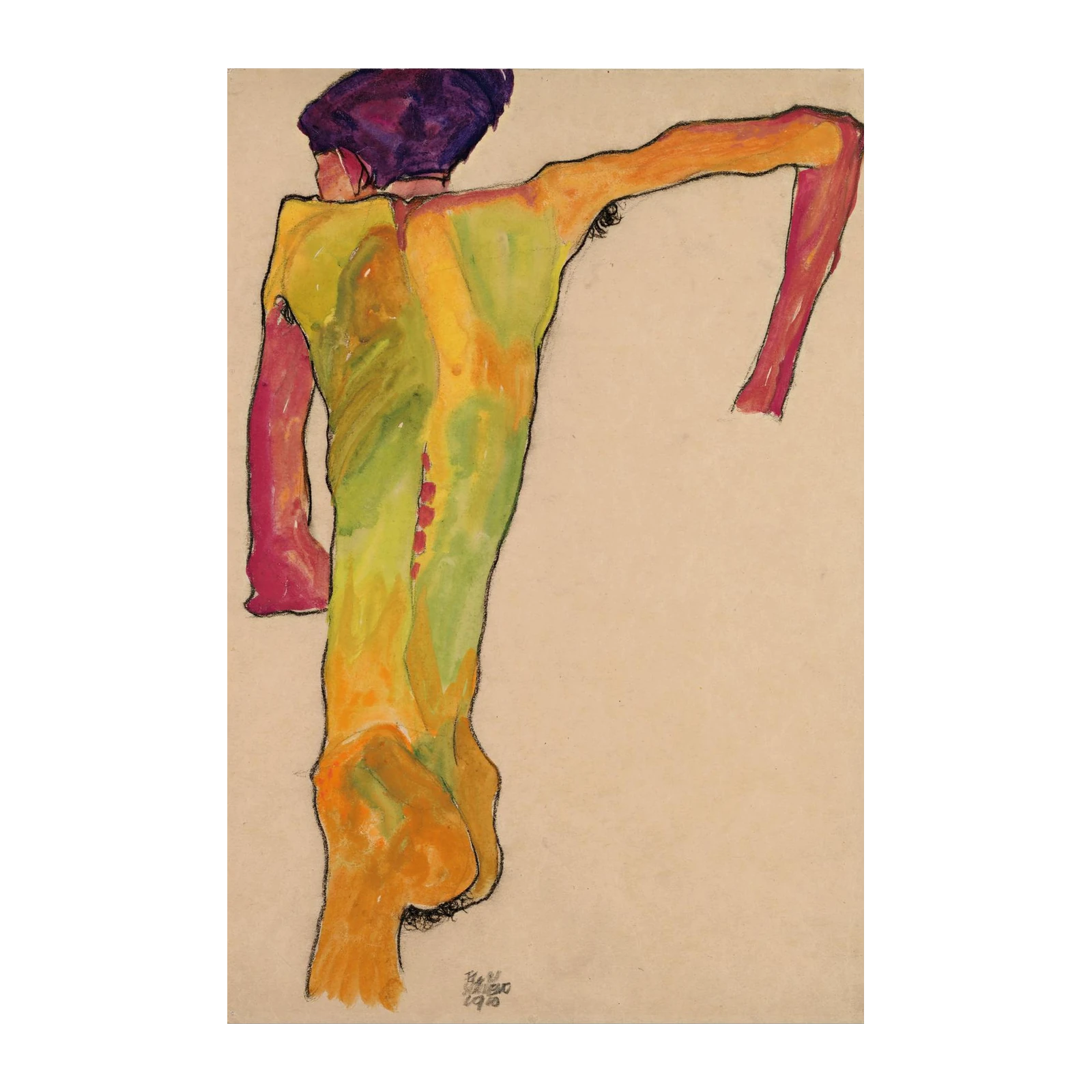 Egon Schiele Figure Study Yellow Green Wall Art