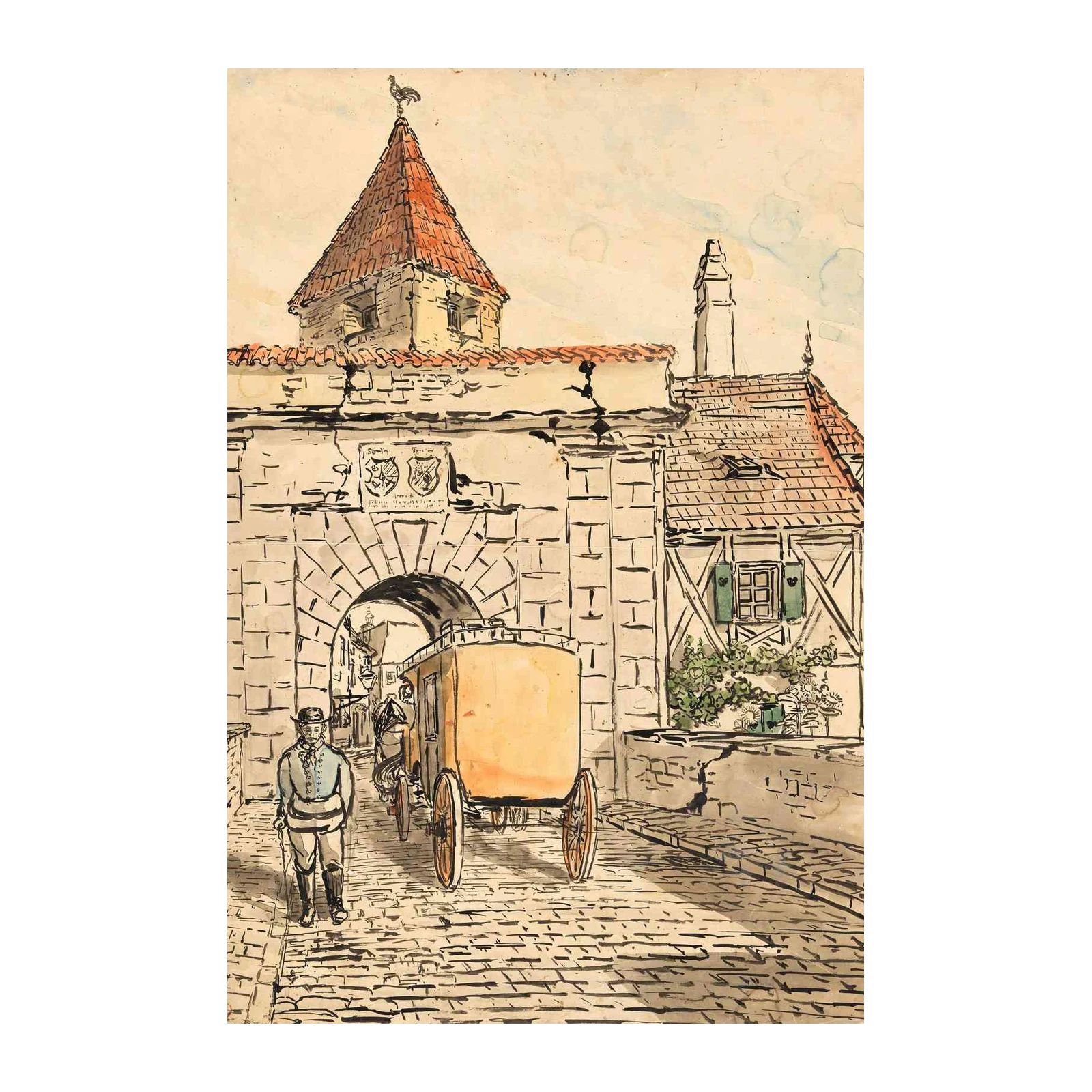 Historic Town Gate & Carriage Wall Art