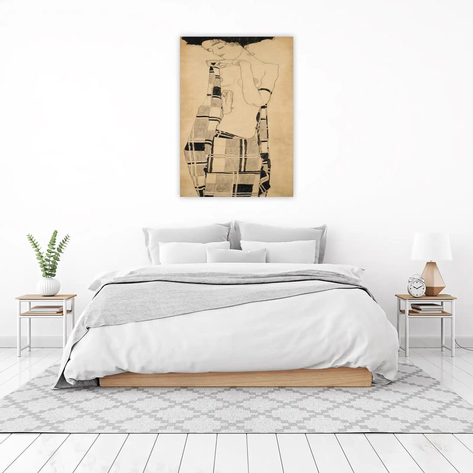 Elegant Nude with Plaid Scarf Wall Art