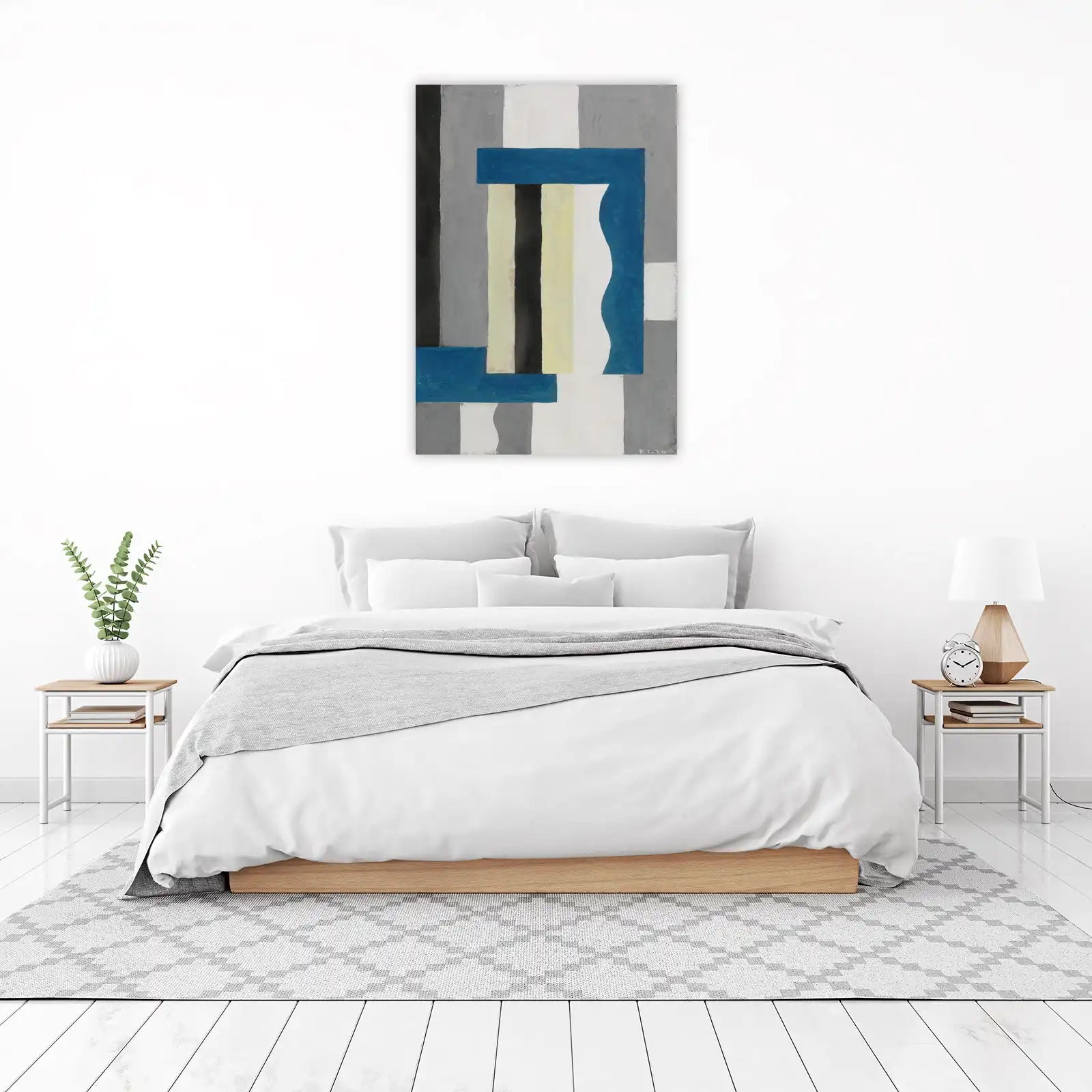 Abstract Blue Geometric Modern Art Wall Art